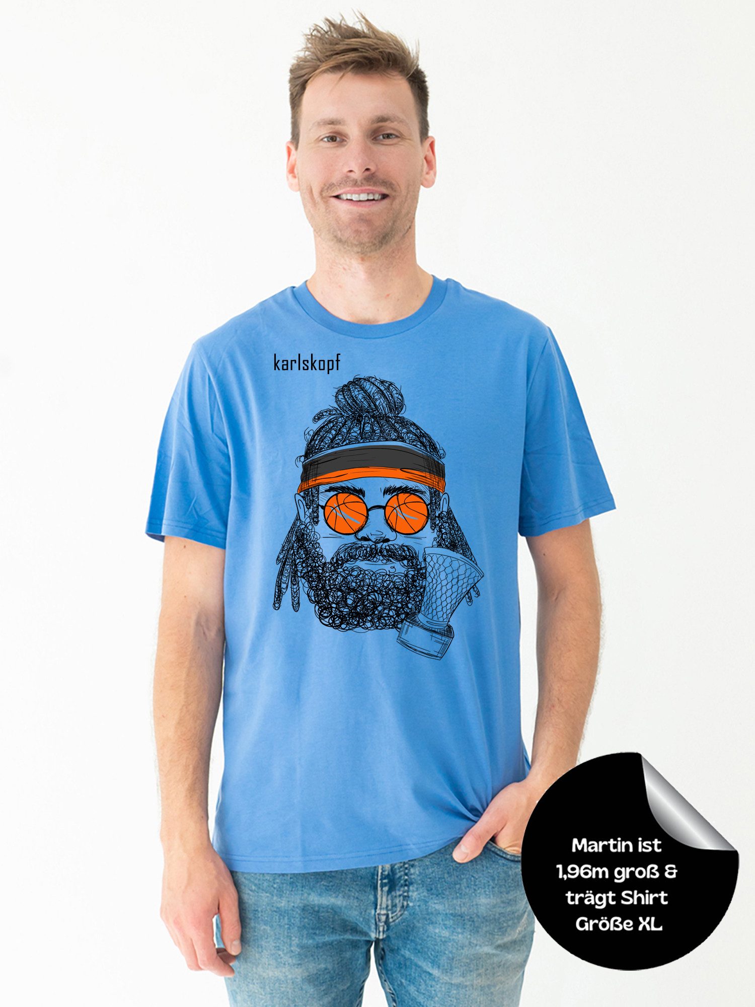karlskopf Print-Shirt Rundhalsshirt Basic BASKETBALLER günstig online kaufen