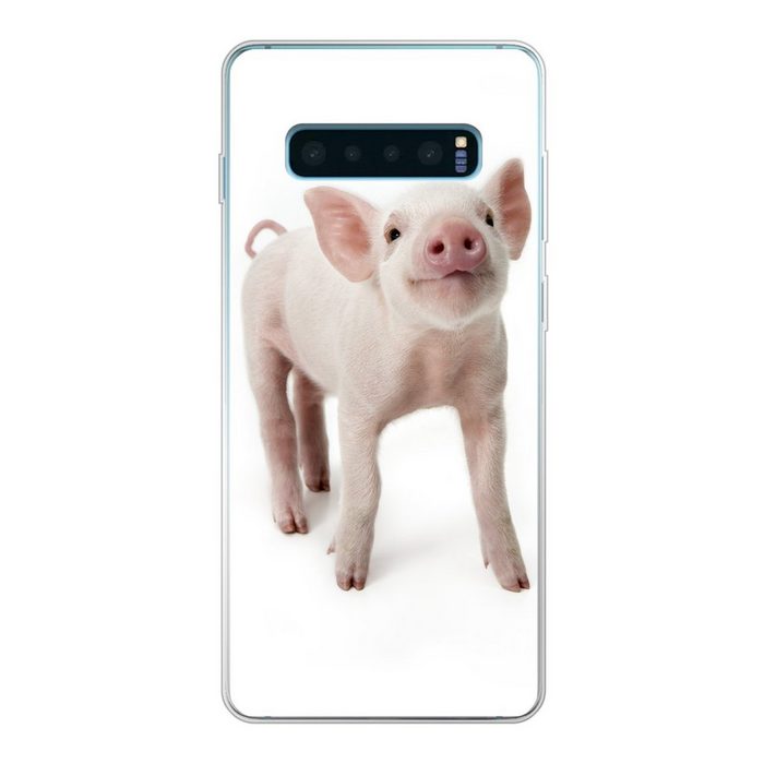 MuchoWow Handyhülle Schwein - Tiere - Weiß Phone Case Handyhülle Samsung Galaxy S10 Lite Silikon Schutzhülle