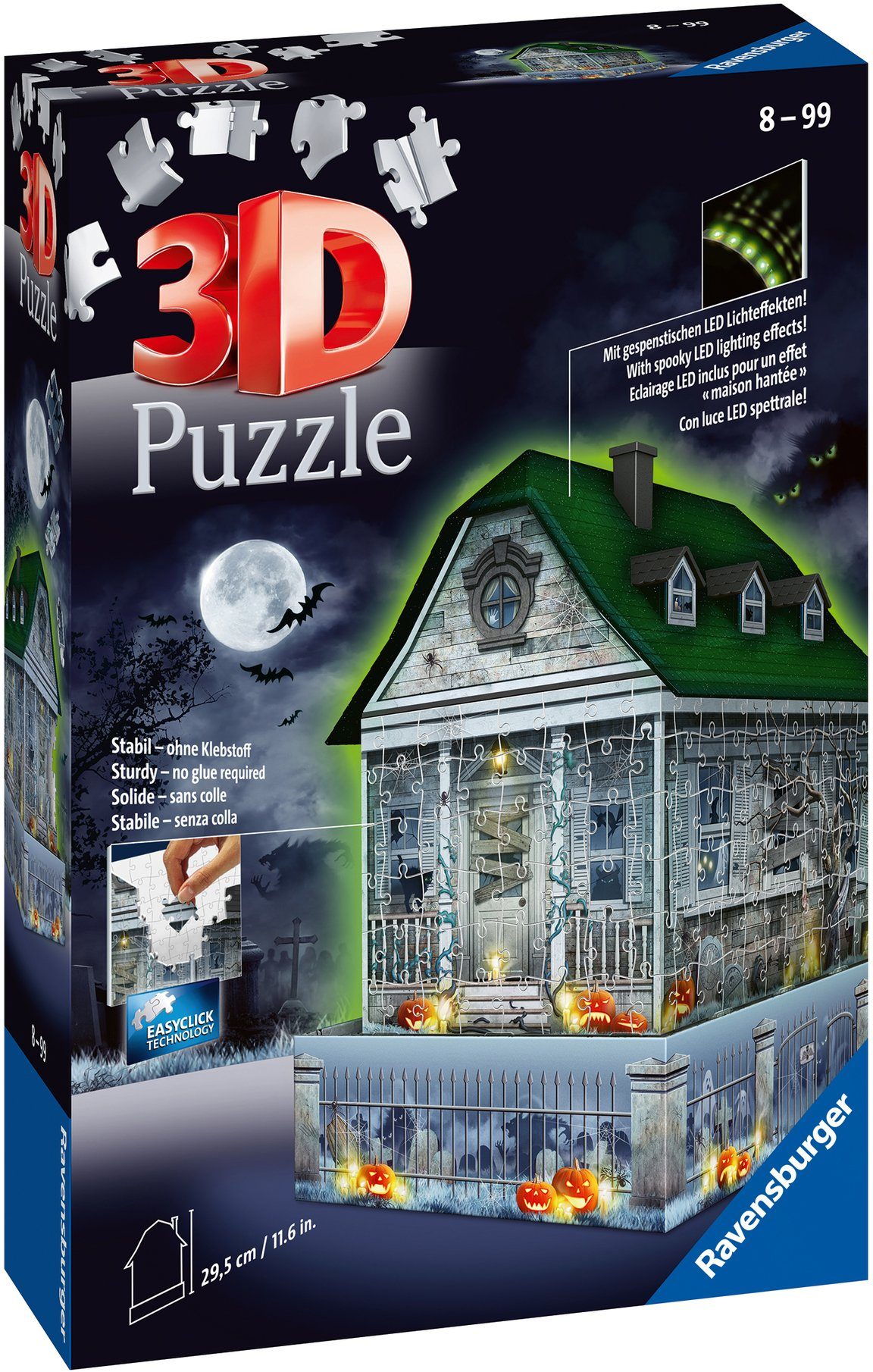 Wald Ravensburger 3D-Puzzle FSC® weltweit bei gespenstischen Nacht, LED-Effekten; schützt mit 216 - Puzzleteile, Gruselhaus -