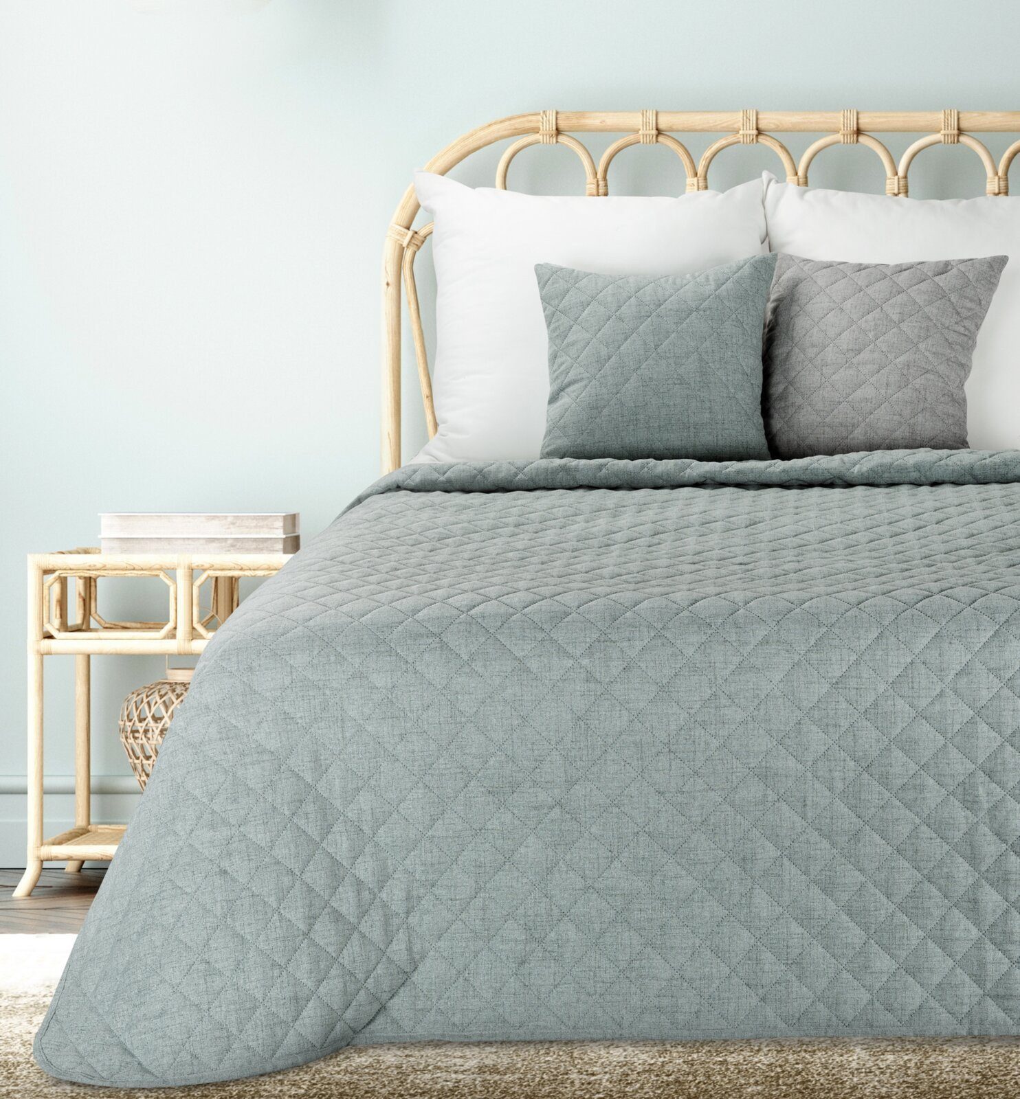 Eurofirany Tagesdecke LEINOPTIK, Karomuster Steppung Doppelbett günstig online kaufen