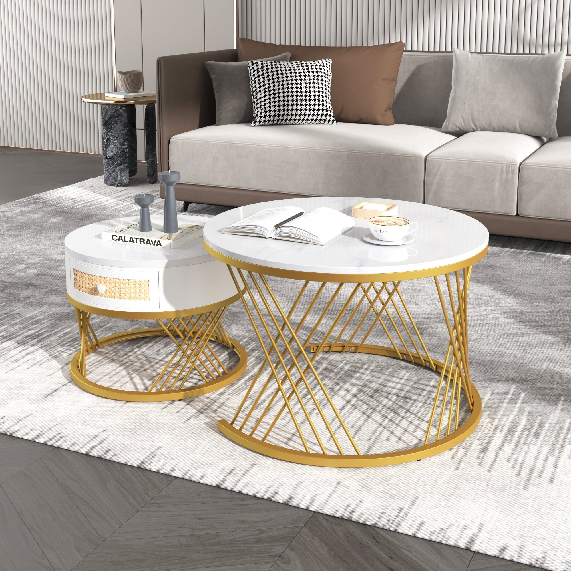 OKWISH Couchtisch (2 in 1 Runder günstig online kaufen