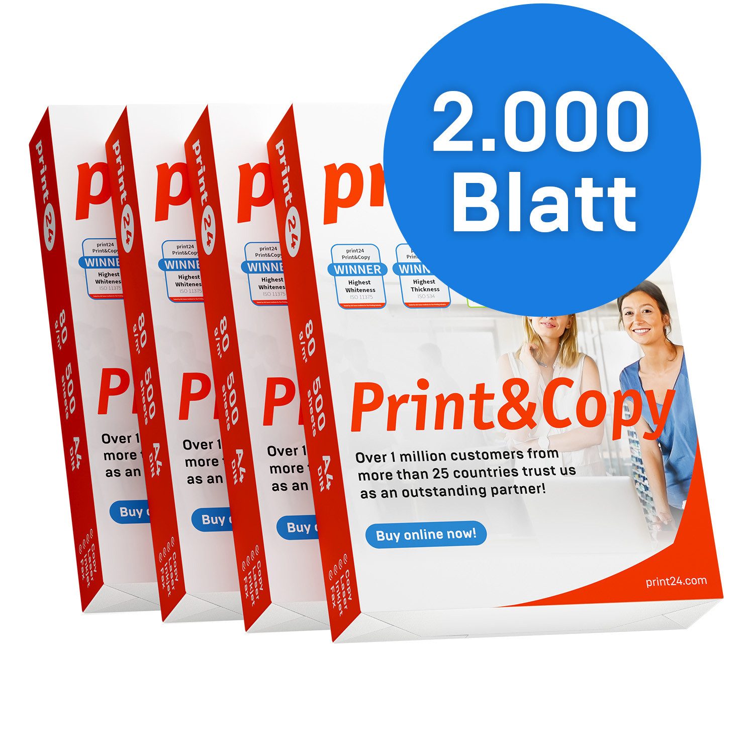 Thumbnail - print24 Drucker- und Kopierpapier Kopierpapier 500 - 150000 Blatt A4 80g Premium Weiß Testsieger