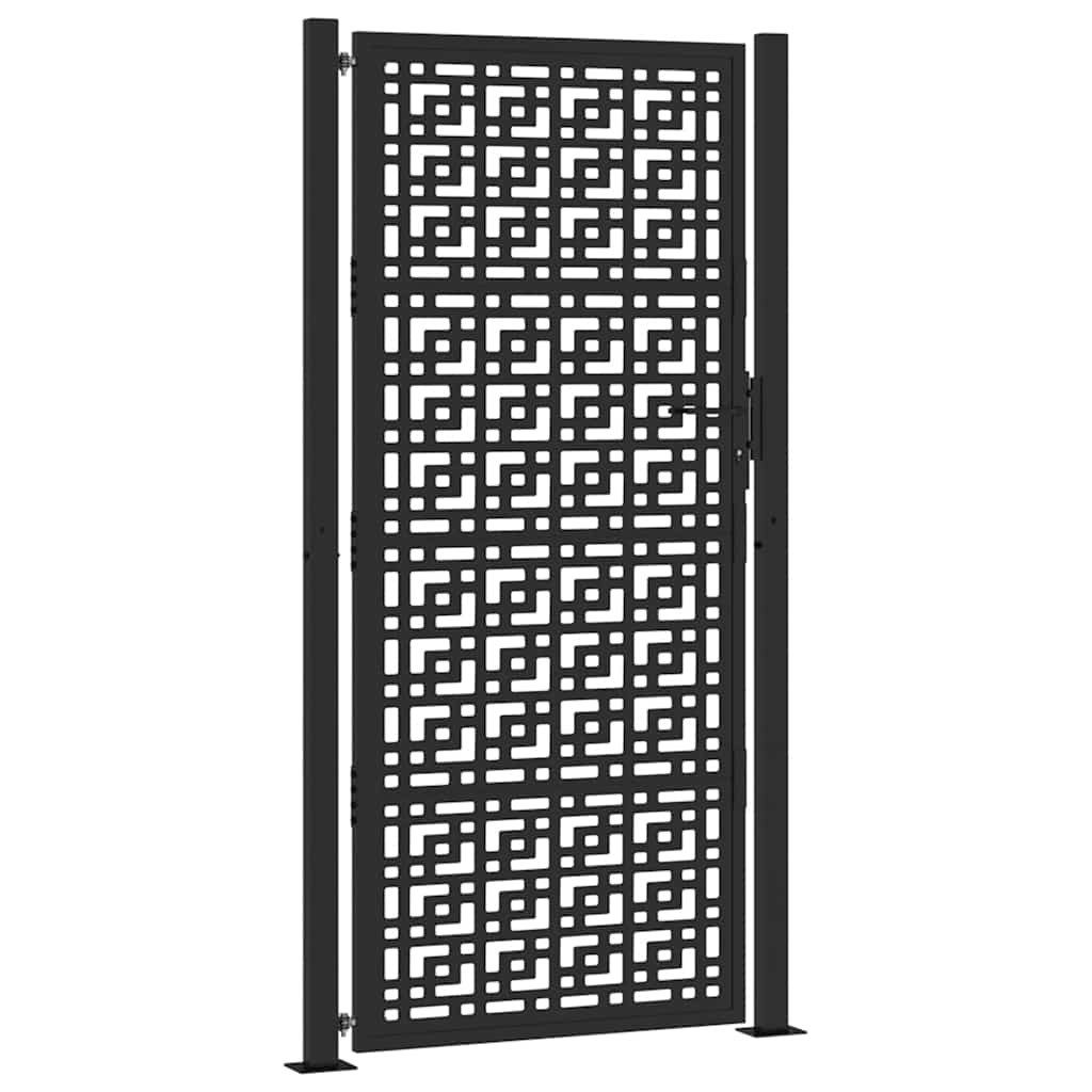 Gartentor Gartentor Schwarz 100x200 cm Stahl Kreuz-Design