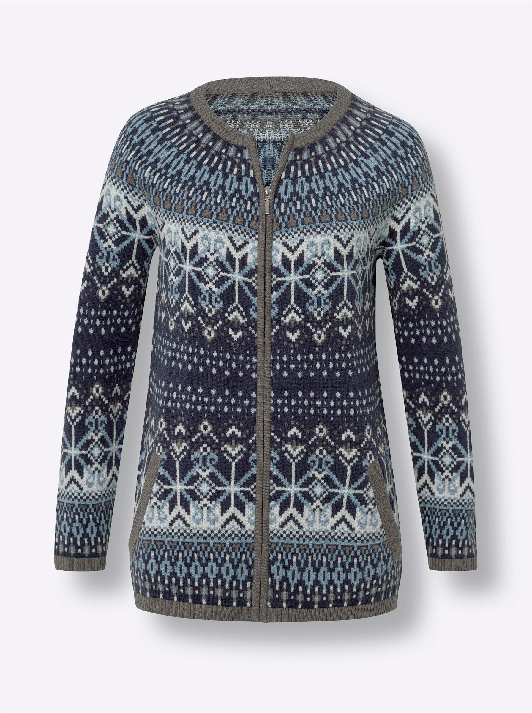 Sieh an! Strickjacke Jacquard-Strickjacke Langarm Jacquard