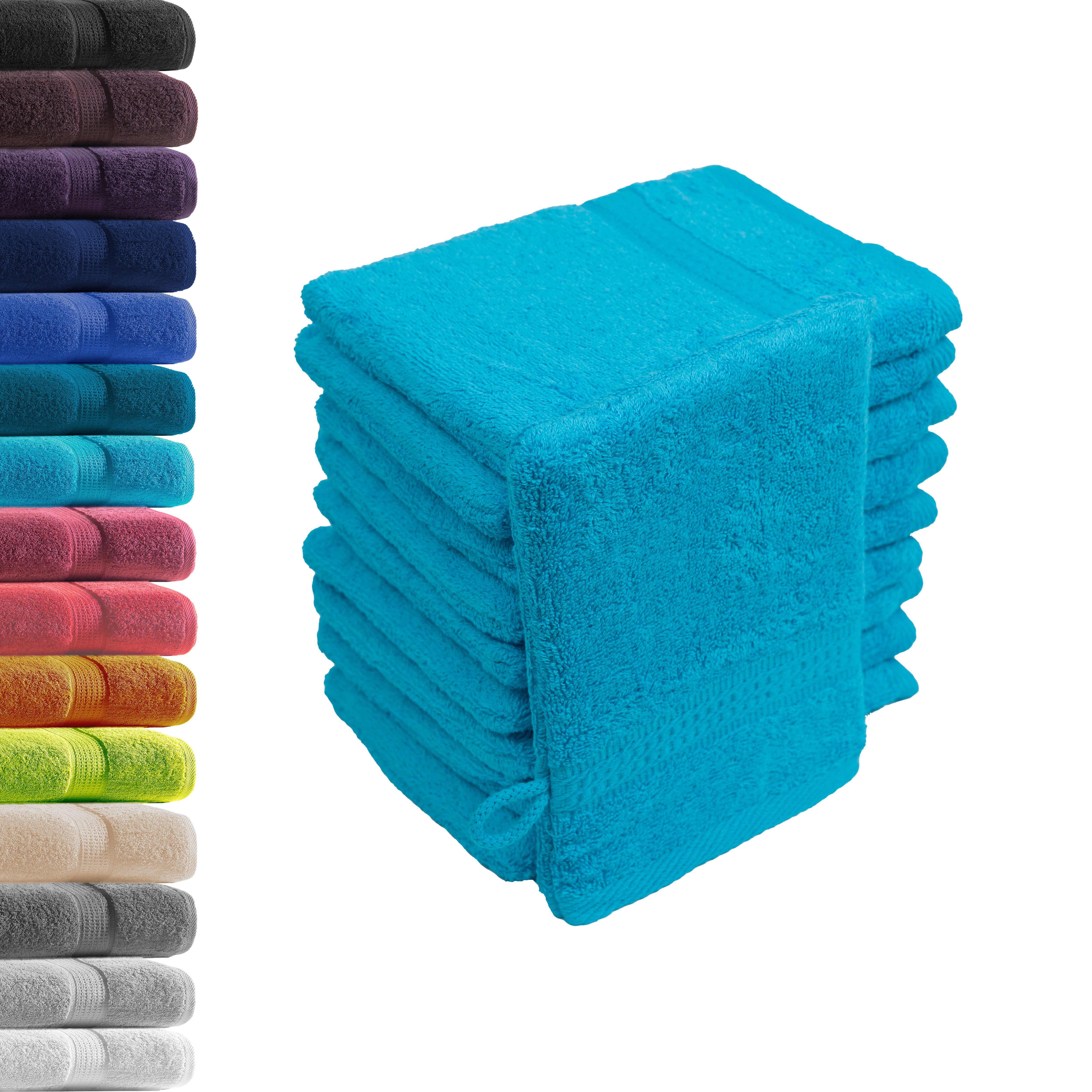 Hometex Premium Textiles Waschhandschuh in Premium Qualität 500 g/m², Feinster Frottier-Stoff 100% Baumwolle, (10er Set), weich, saugfähig, extra schwer & flauschig - TEST BILD TOP MARKE 2025