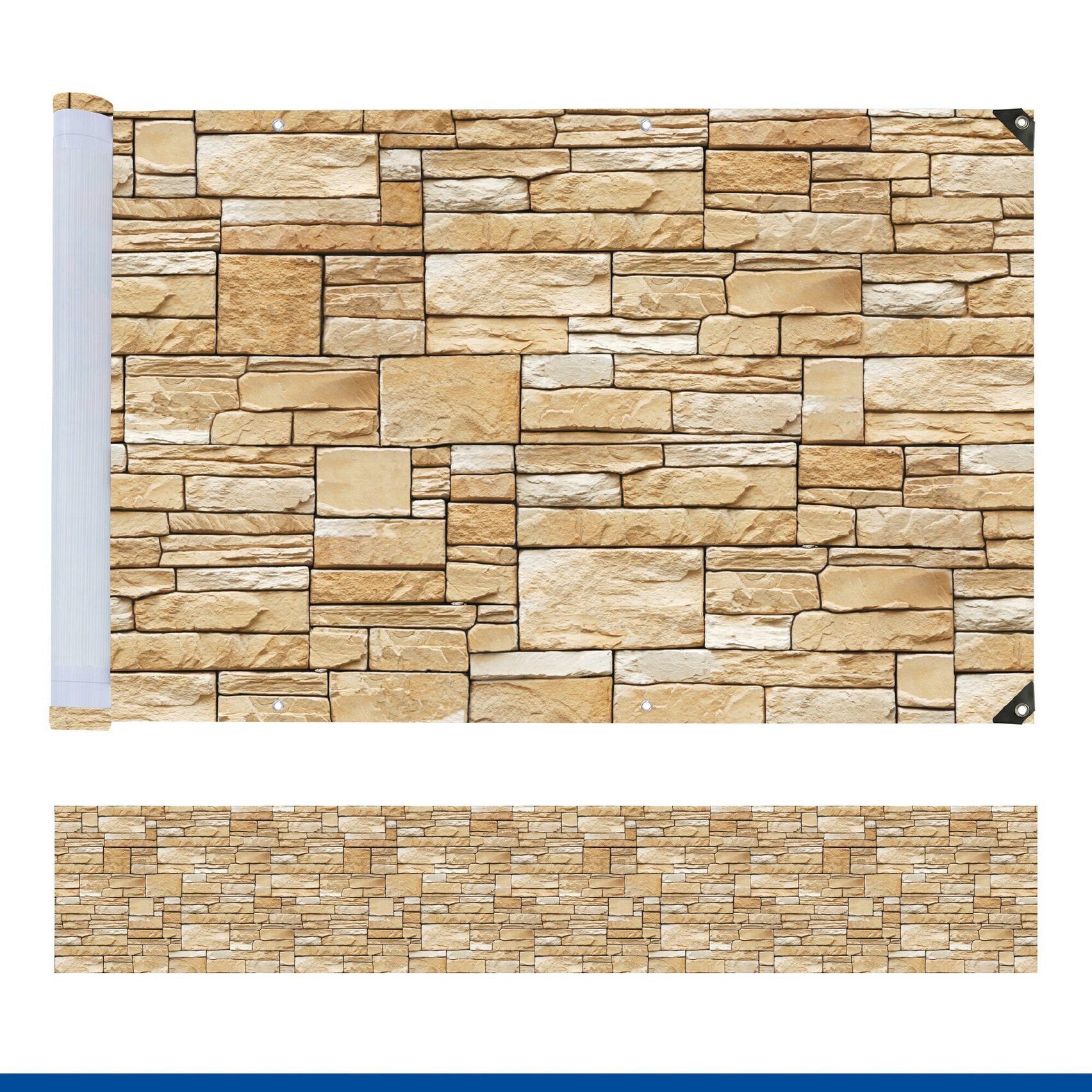 WENKO Balkonsichtschutz Mauer LxH: 500x85 cm, für Balkon und Terrasse