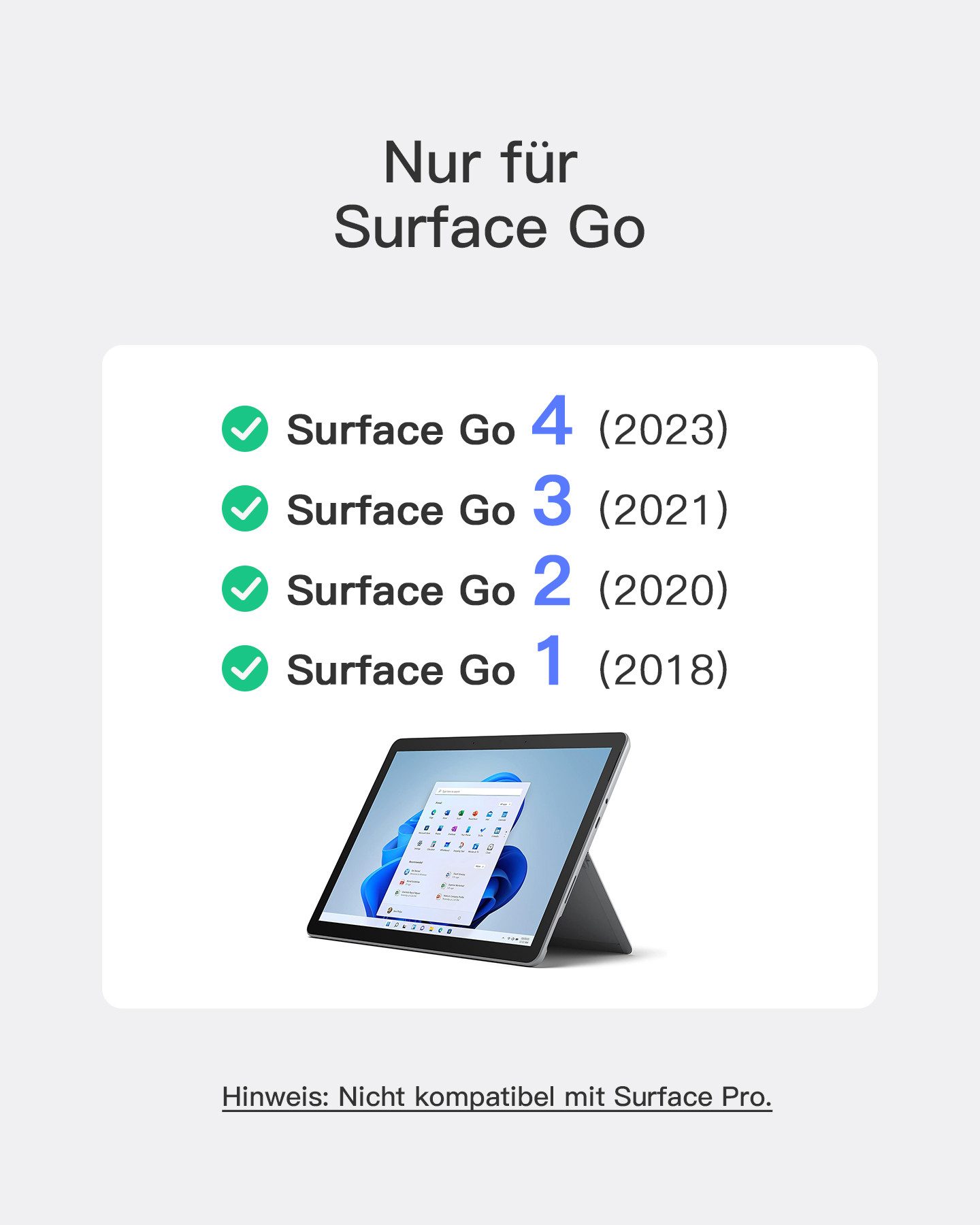 Inateck Tastatur für Surface Go 1&2&3&4, 7 Farben beleuchtung, mit Touchpad Tablet-Tastatur