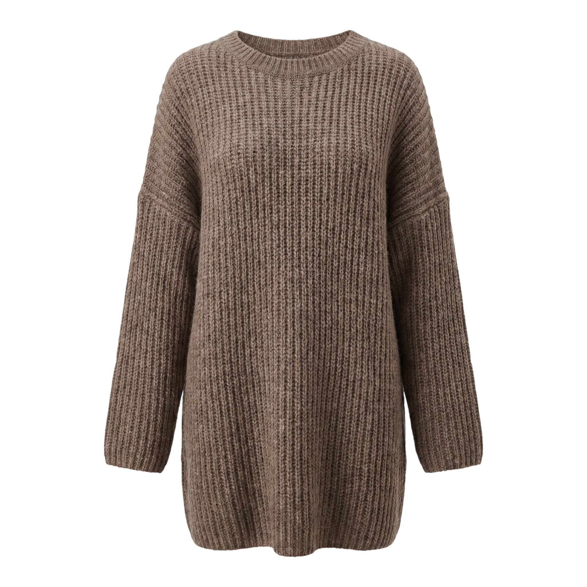 Strickpullover Damen Long Pullover Grobstrick Pulli