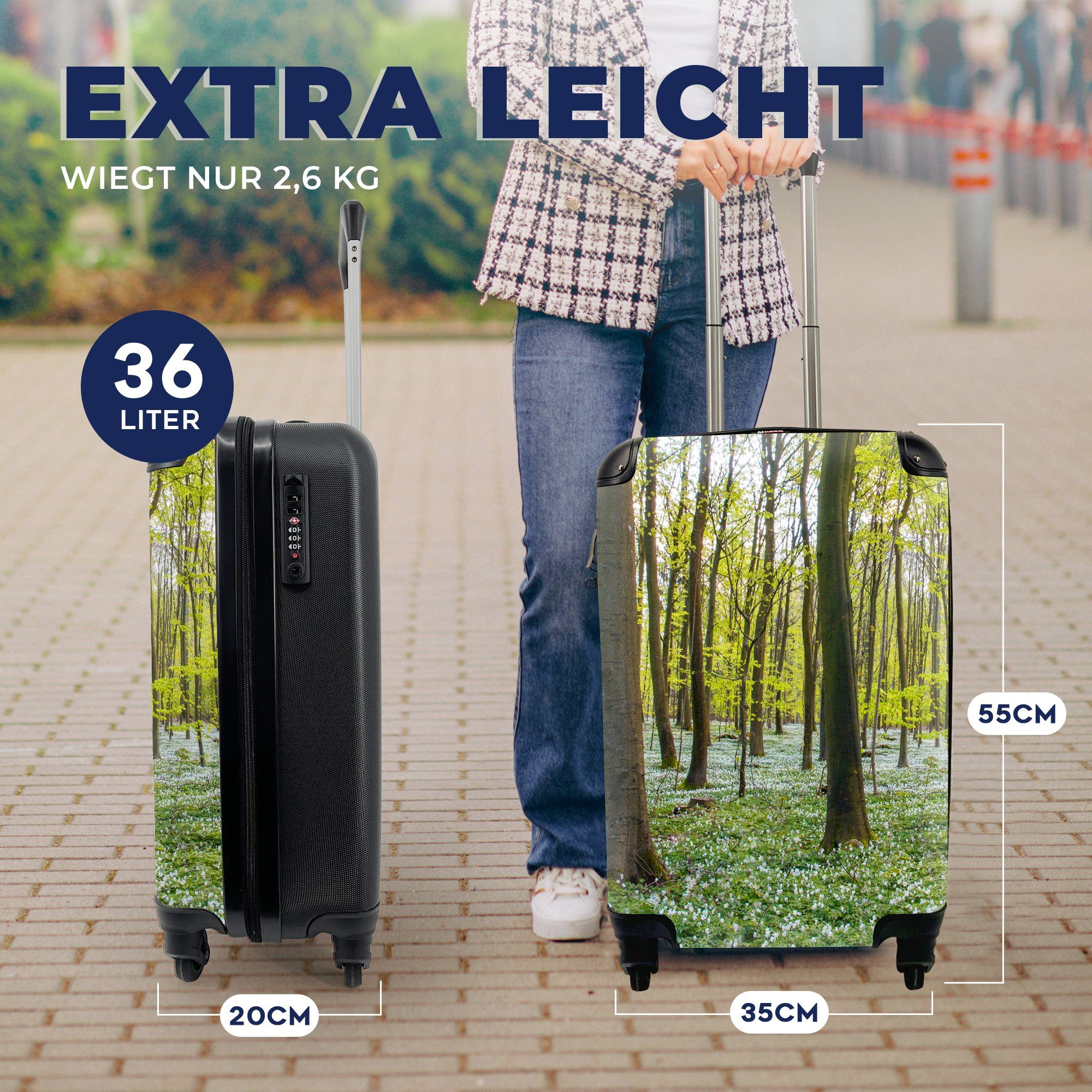 Reisekoffer Handgepäckkoffer 4 Reisetasche Ferien, MuchoWow rollen, Frühling, Bäume mit Rollen, Blumen für - - Handgepäck Trolley,