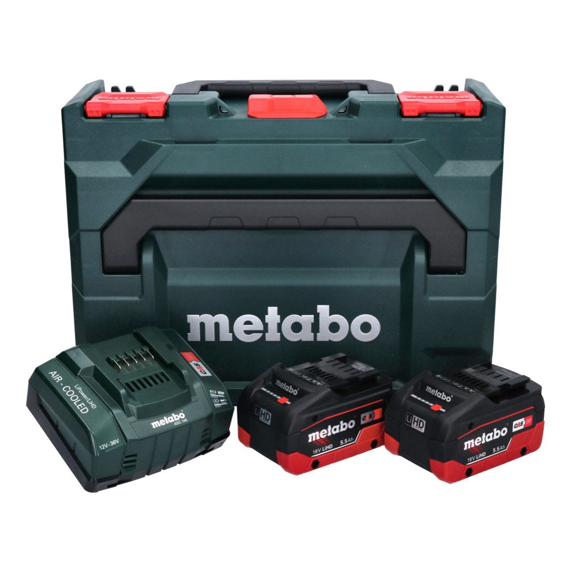 metabo Basis Set LIHD + 2x Akku 5,5 Ah + Ladegerät + metaBOX (685077000) Akkupacks