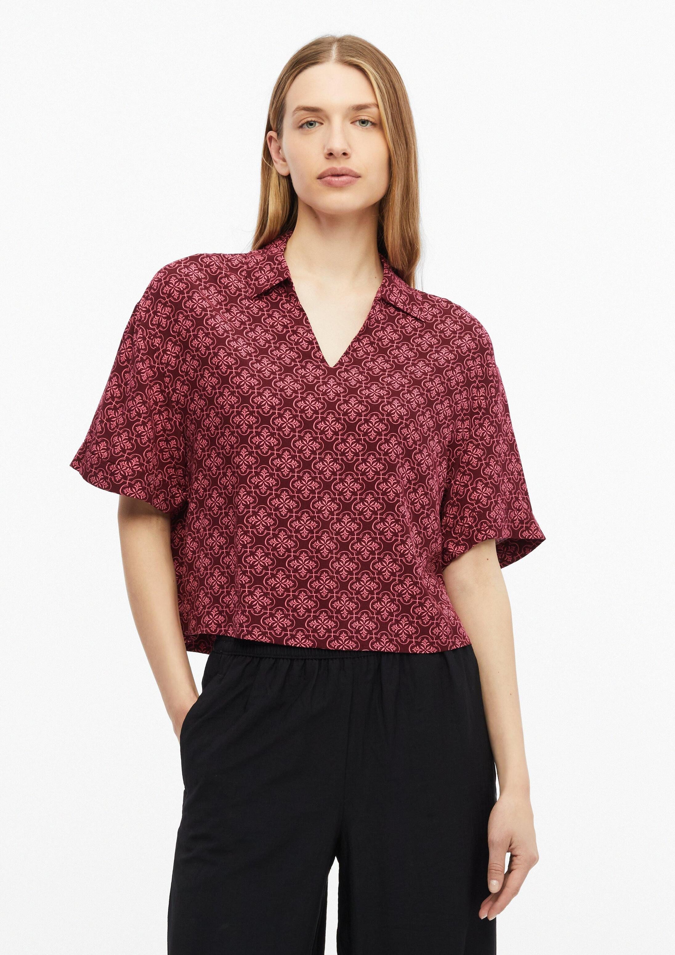 s.Oliver Kurzarmbluse Bluse Viskosebluse im Boxy Fit
