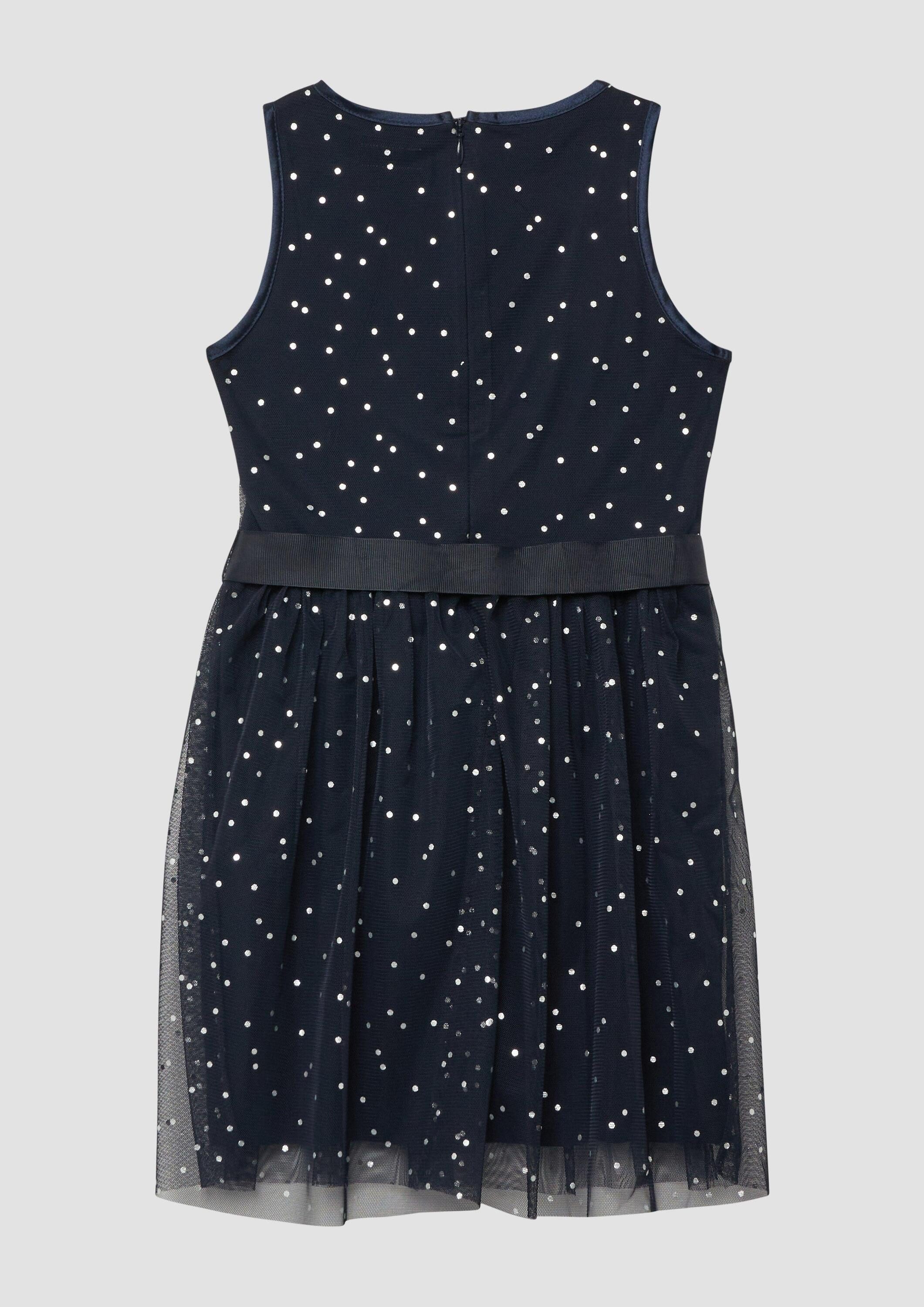 s.Oliver Minikleid Kleid Kurzes Kleid mit silbernen Punkten und Gürtel