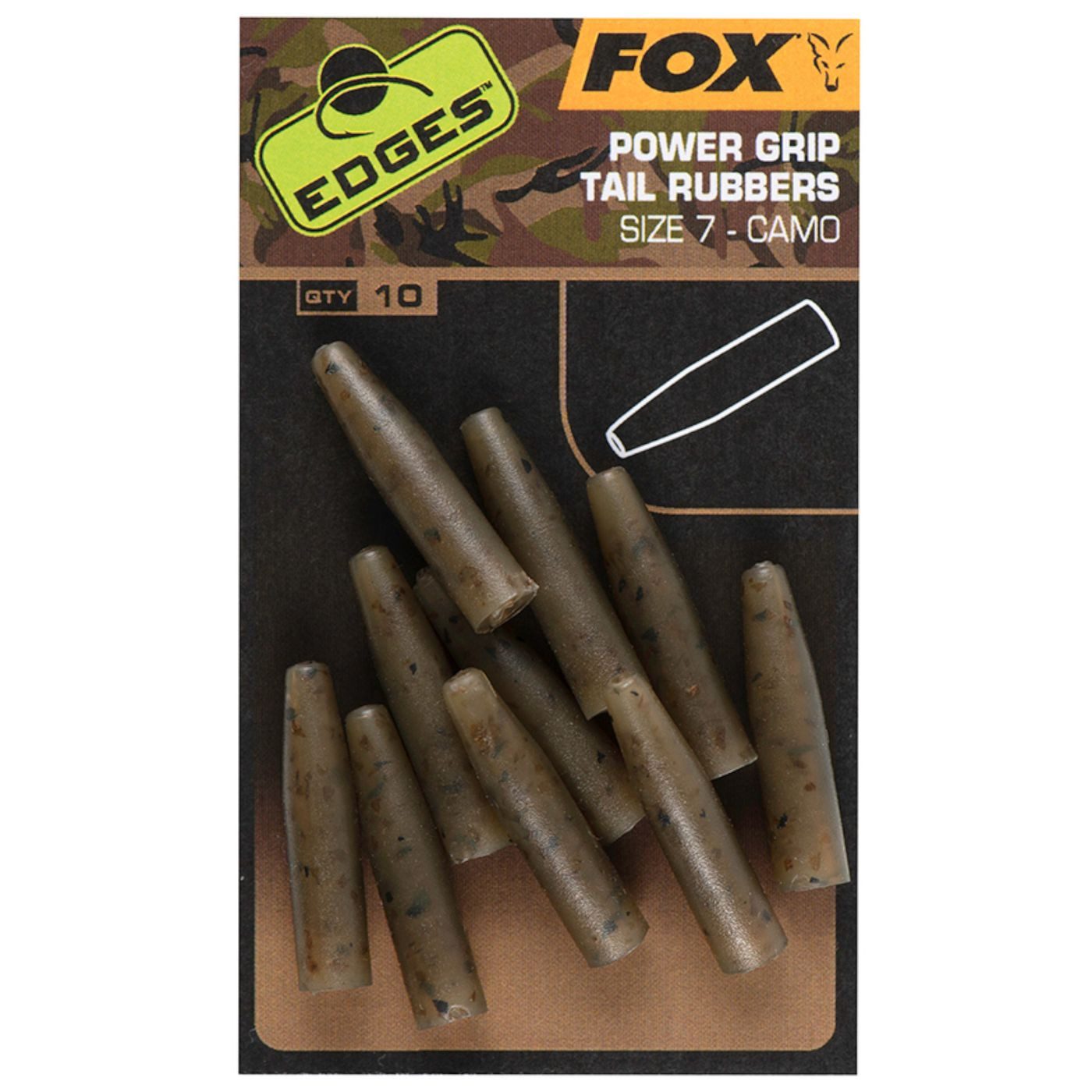 Karpfenblei Fox Edges Camo Powergrip Tail Rubbers Size 7 - 10 Bleiclips