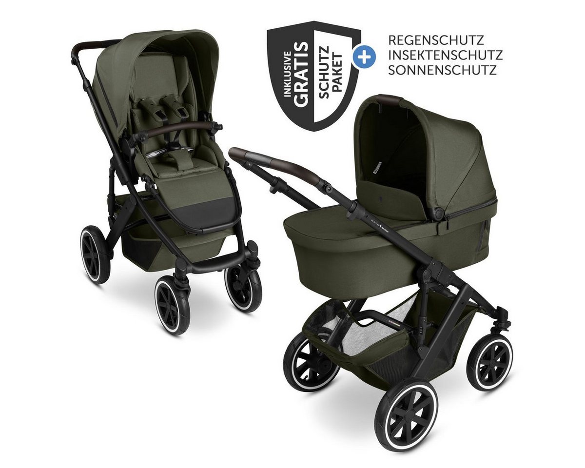 ABC Design Kombi-Kinderwagen Salsa 5 Air - Pure - Avocado, 2in1 Kinderwagen Buggy Set mit Babywanne, Sportsitz, Regenschutz