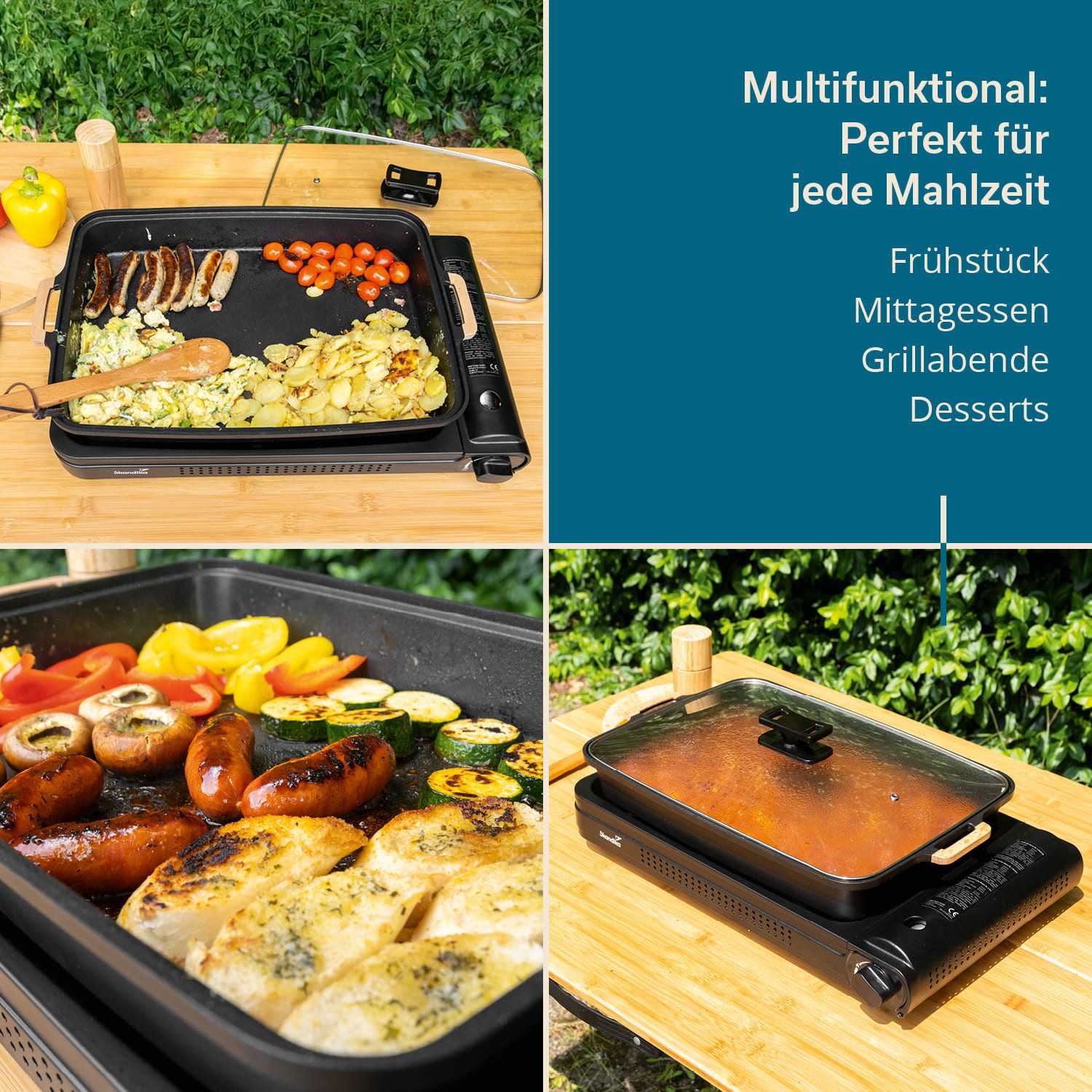 Skandika Gaskocher Brann XL 1-flammig Set, Kochfeld, Gasbrenner, Piezo-Anzünder, (Aluminium Campingkocher Set mit Bratpfanne & Deckel, Aluminium Campingkocher Set mit Bratpfanne & Deckel), robuster Campingkocher für Gaskartuschen MSF-1A 227 g