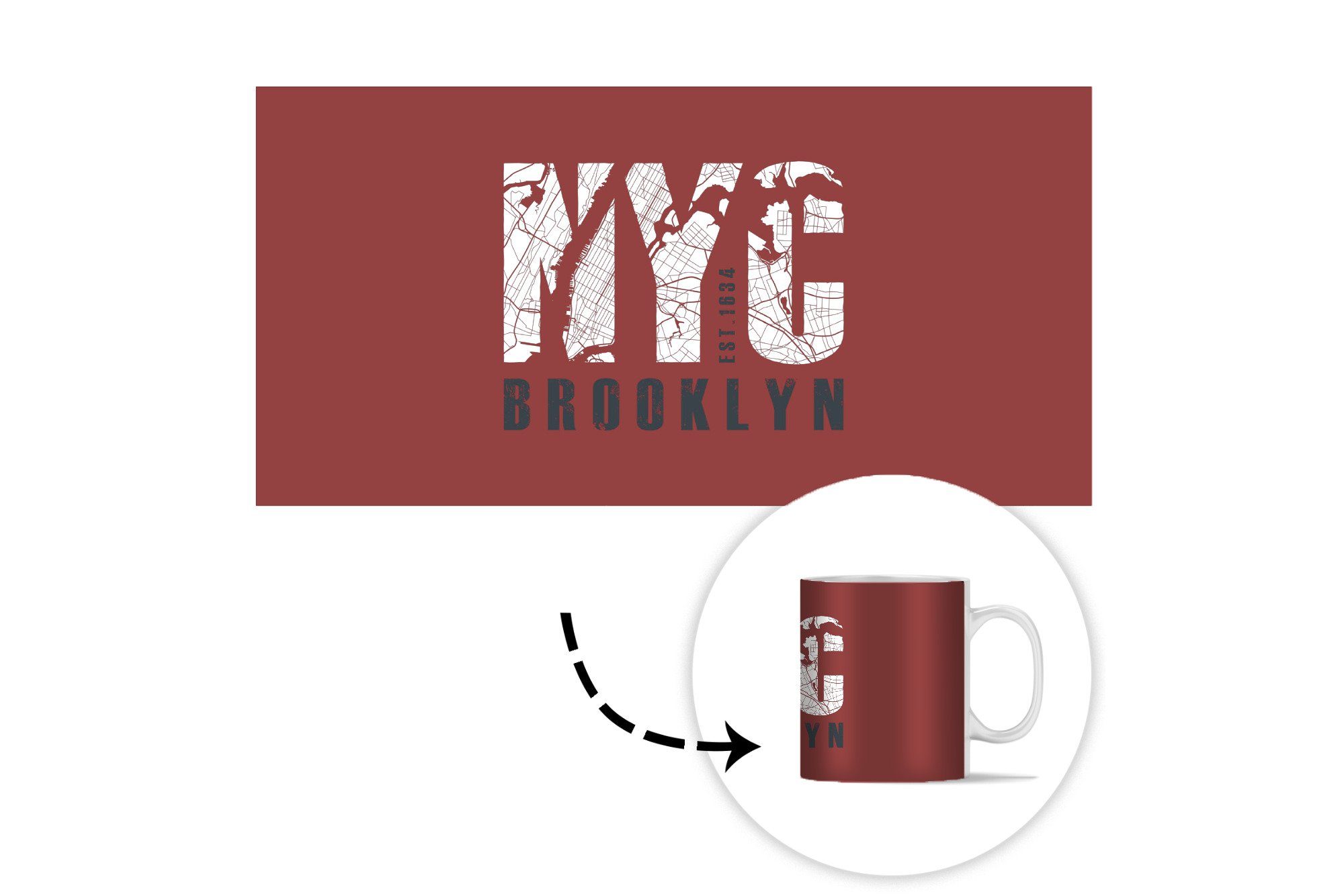 Keramik, - Kaffeetassen, Geschenk MuchoWow Karte - Tasse New York Teetasse, Becher, NYC, Teetasse,