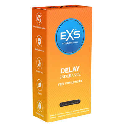 EXS Kondome Delay Endurance - aktverlängernde Kondome Packung mit, 12 St., Kondome gegen vorzeitigen Samenerguss, für mehr Ausdauer und Standfestigkeit