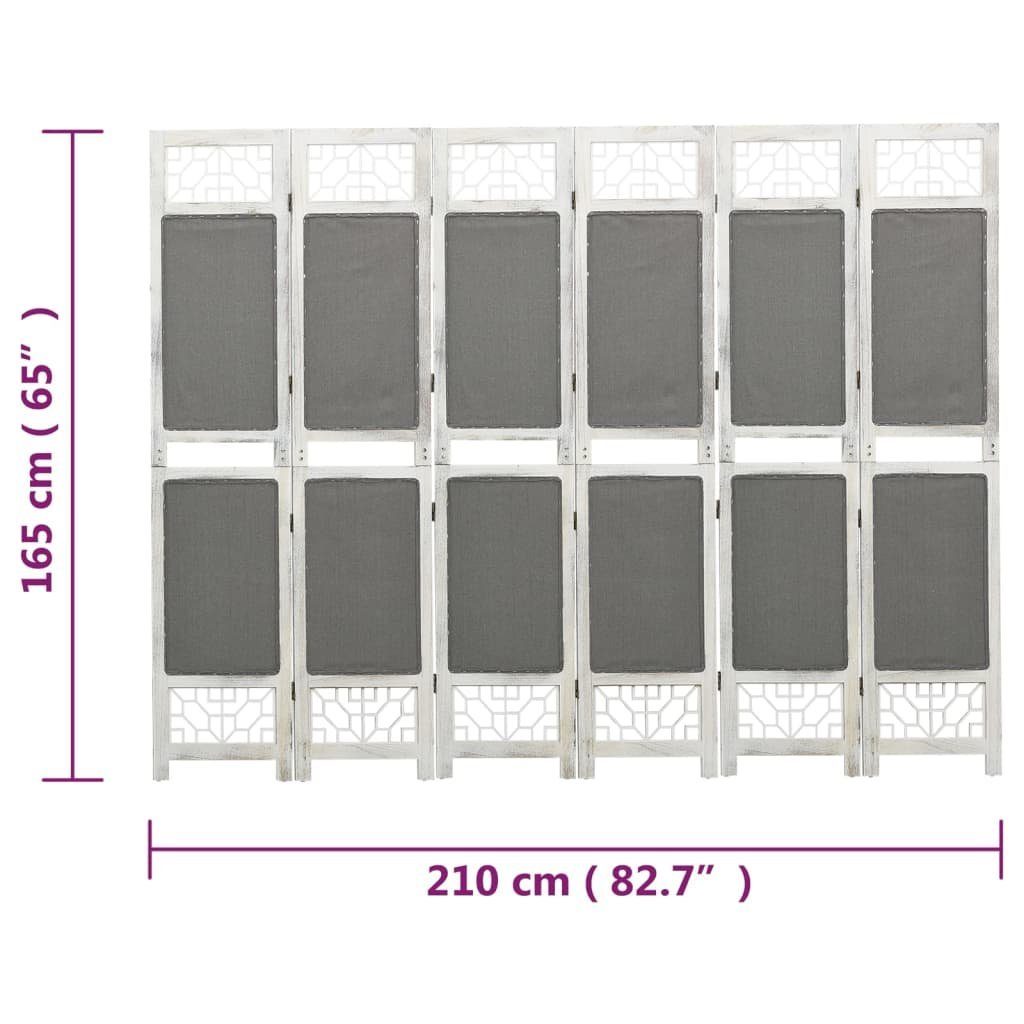 furnicato Grau 210x165 cm Raumteiler Stoff 6-tlg.