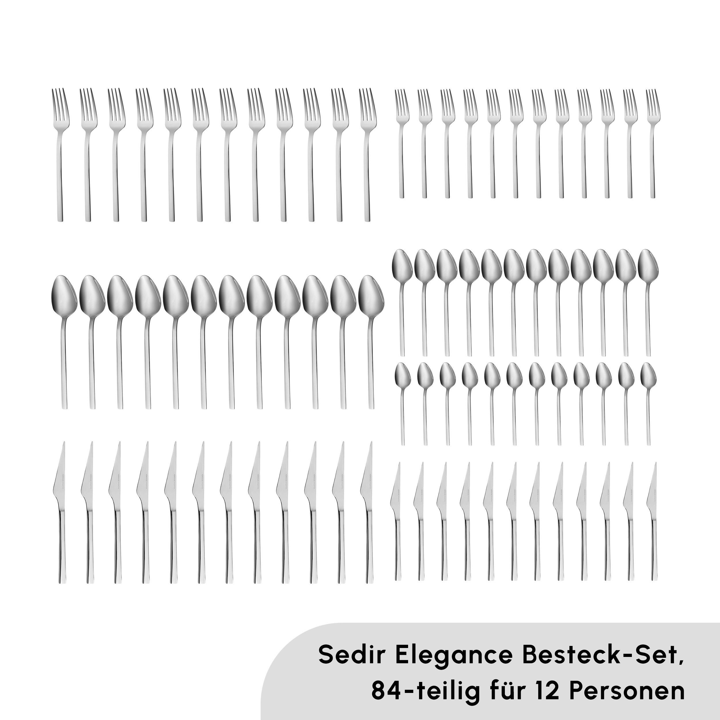 Karaca Besteck-Set Karaca Sedir Elegance 84-teilig Besteckset 12 Personen Besteck Set (84-tlg), 12 Personen, Edelstahl, bruchfest rostfrei