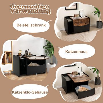 KOMFOTTEU Tierhaus, Katzenhaus/Beistellschrank aus Holz mit Klapptür