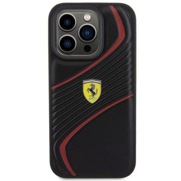 Ferrari Smartphone-Hülle Ferrari Apple iPhone 15 Pro Schutzhülle Case Twist Metal Logo Schwarz