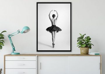 Pixxprint Leinwandbild sexy nackte Ballettpose, Wanddekoration (1 St), Leinwandbild fertig bespannt, in einem Schattenfugen-Bilderrahmen gefasst, inkl. Zackenaufhänger