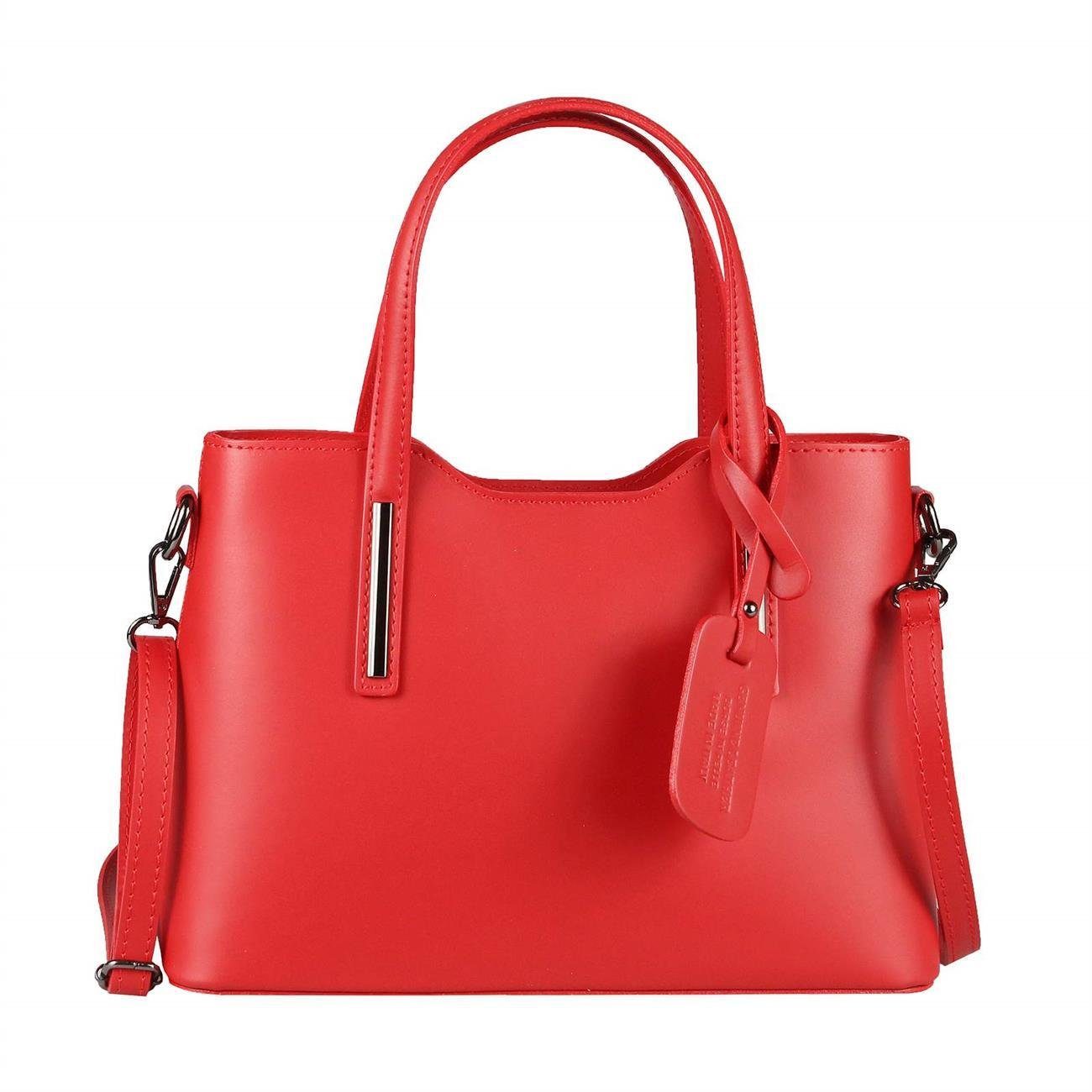 ITALYSHOP24 Schultertasche Made in Italy Damen Leder Handtasche, als CrossOver, Umhängetasche, Shopper tragbar