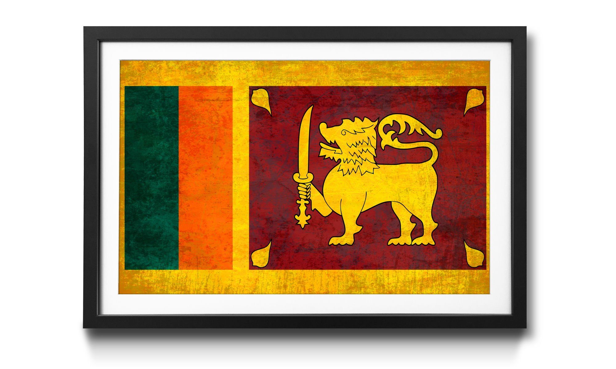 WandbilderXXL Bild mit Rahmen Sri Lanka, Flagge, Wandbild, in 4 Größen erhältlich