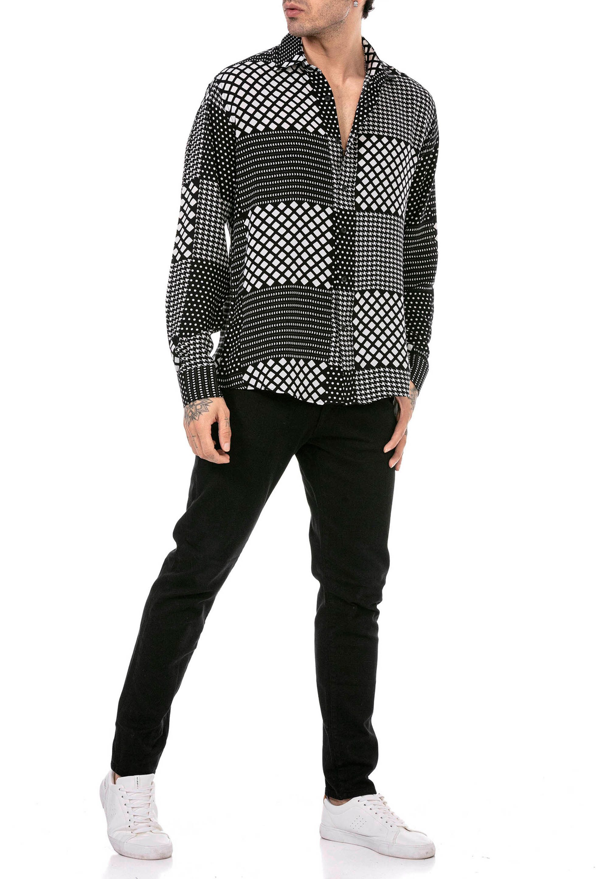 RedBridge Langarmhemd mit modernem Patchwork-Design für selbstbewusste Auftritte