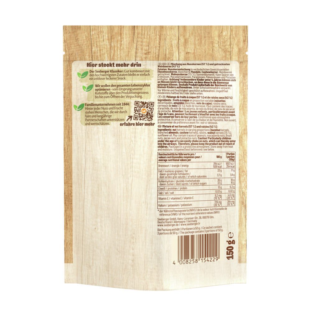 Seeberger Snacks Nüsse Seeberger Studentenfutter Multipack – 10 × 150 g, reich an Vitamin E
