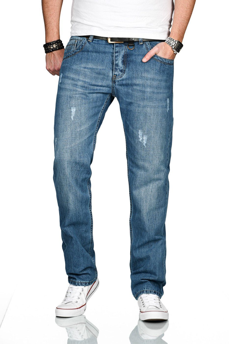 Alessandro Salvarini Straight-Jeans hellblau geradem ASCarlo mit Bein