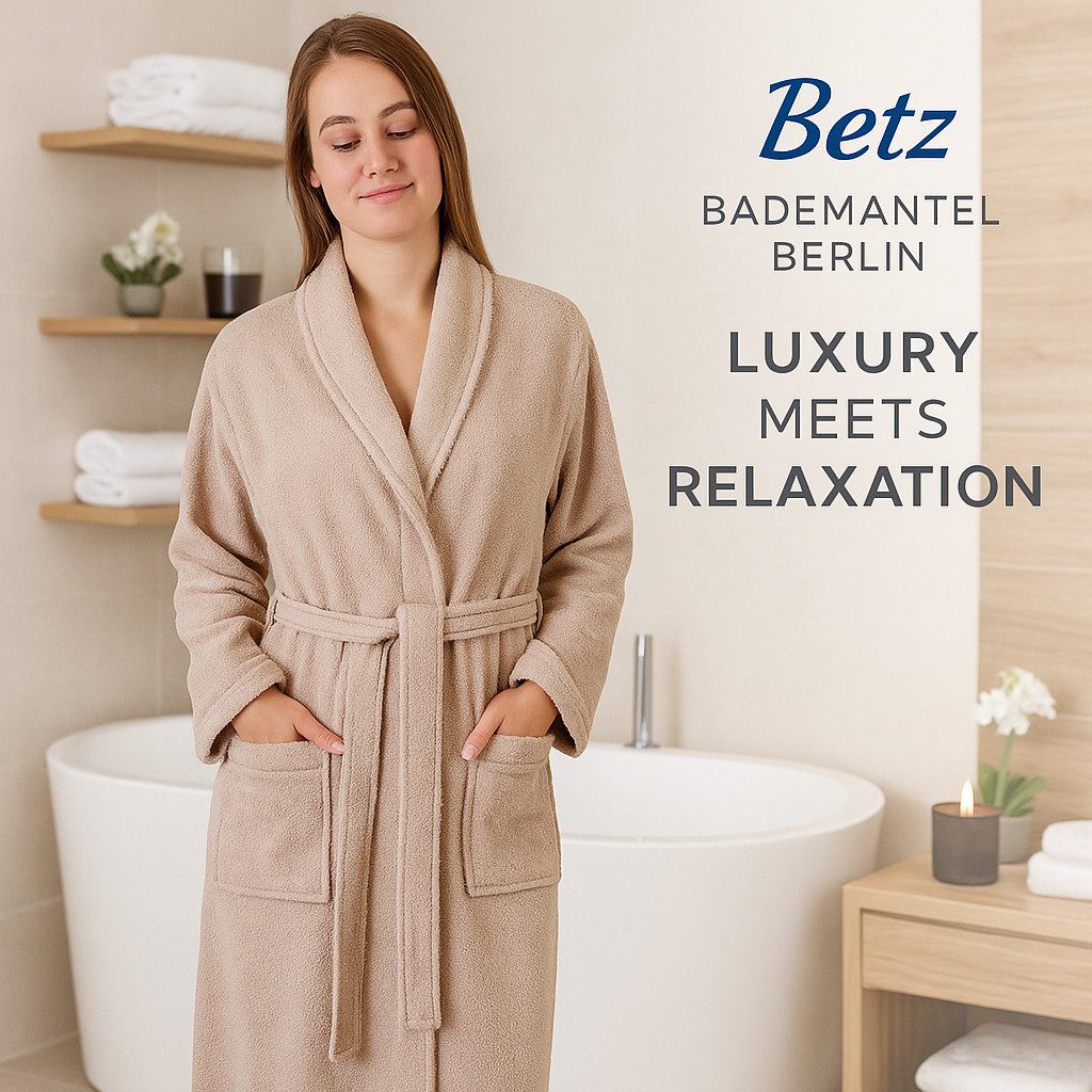 Betz Bademantel Saunamantel für Herren und Damen mit Schalkragen BERLIN, wadenlang, 100% Baumwolle, Schalkragen, Gürtel