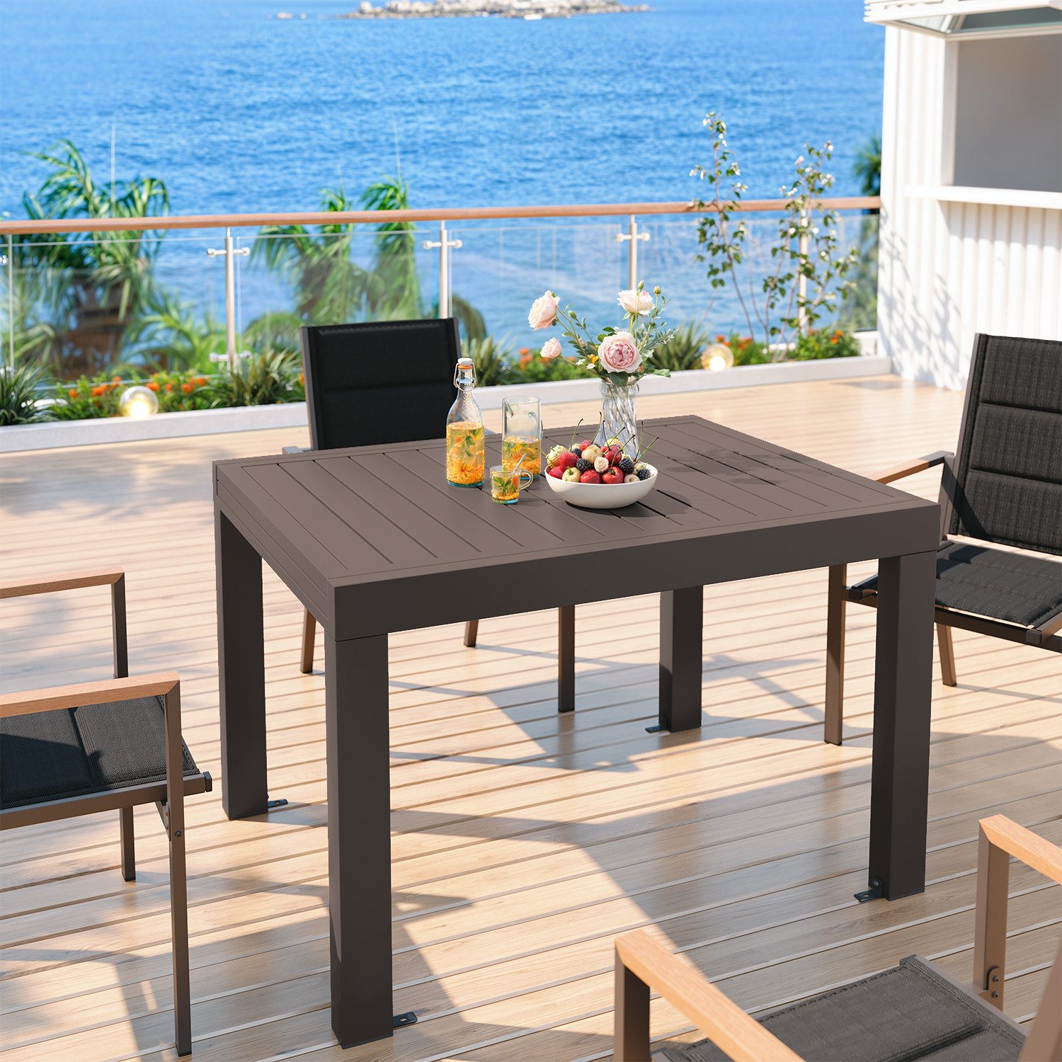 GUNJI Gartentisch Aluminium Ausziehbarer Gartentisch 80-160 130-260 x 75 cm günstig online kaufen