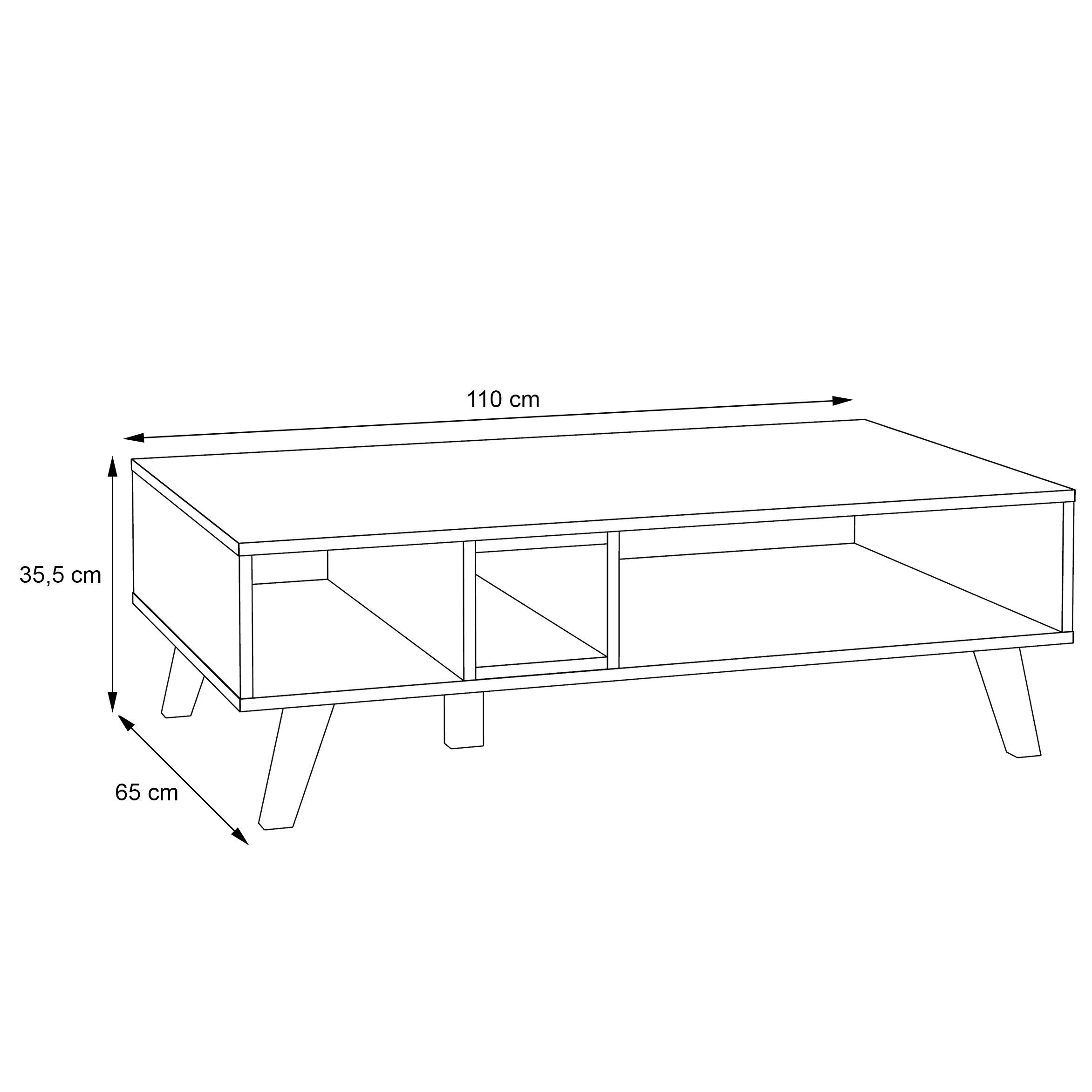 Couchtisch Wohnzimmertisch Industrial Schwarz und Sonoma Modern Newroom Lino, Couchtisch Eiche