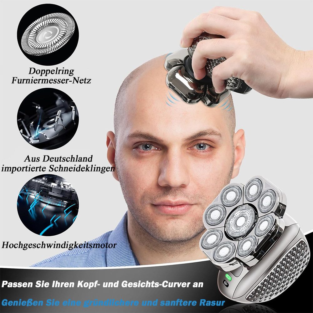 TUWENA Elektrorasierer Rasierer Herren Elektrisch,Folienrasierer Herre,Nass&Trocken Rasierer, mit LED-Anzeige, Wiederaufladbarer USB, Waschbarer