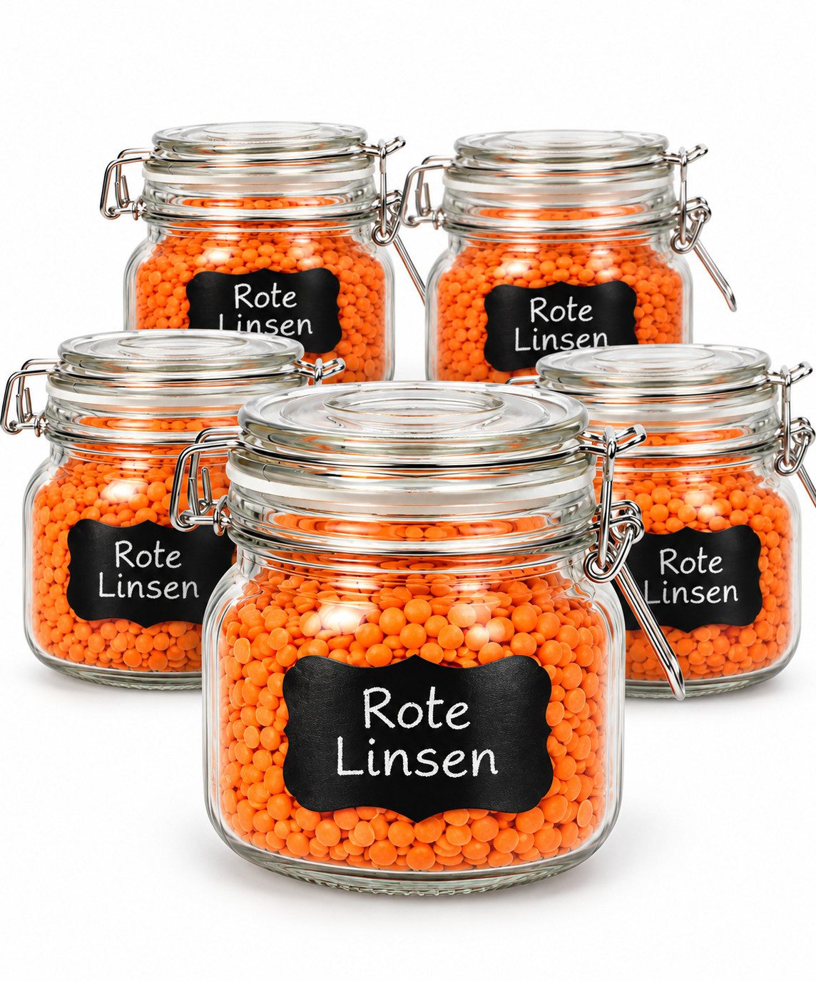 Sendez Einmachglas 6x500ml Bügelverschluss +10 Etiketten, Stift, 6 Dichtung, Glas, (6-tlg)