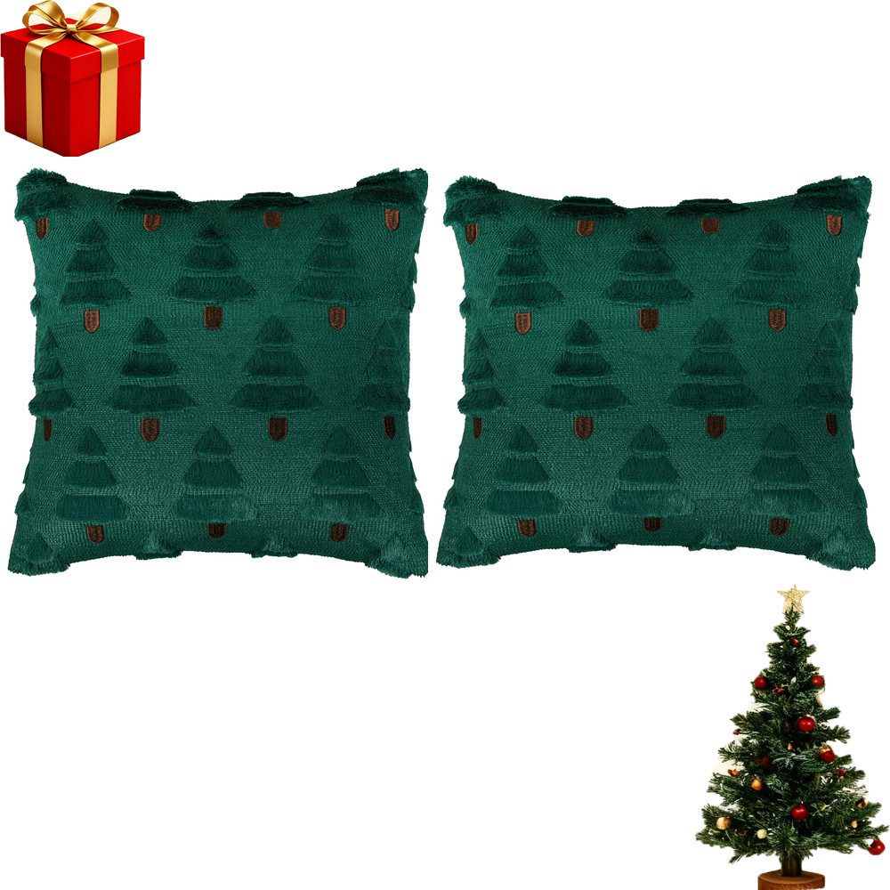 CLTYQ Kissenbezüge 2er Set Weihnachtskissenbezüge 45x45 cm, Stickerei mit W günstig online kaufen
