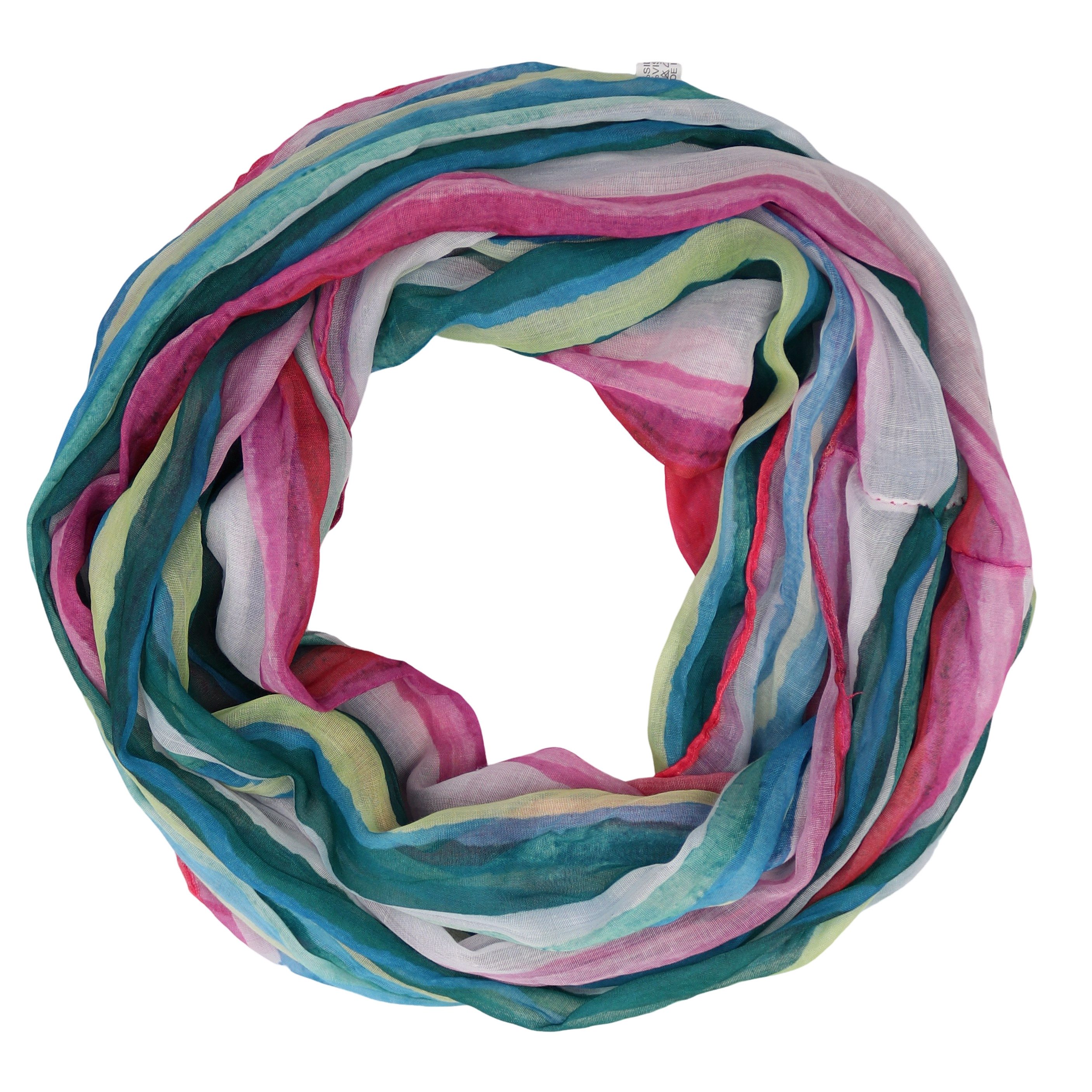 Loop Damen-Schal mit buntem Streifenmuster, weich, Schlauchschal