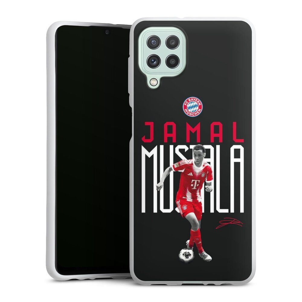 DeinDesign Handyhülle FC Bayern München Jamal Musiala Offizielles Lizenzprodukt, Samsung Galaxy A22 4G Silikon Hülle Bumper Case Handy Schutzhülle