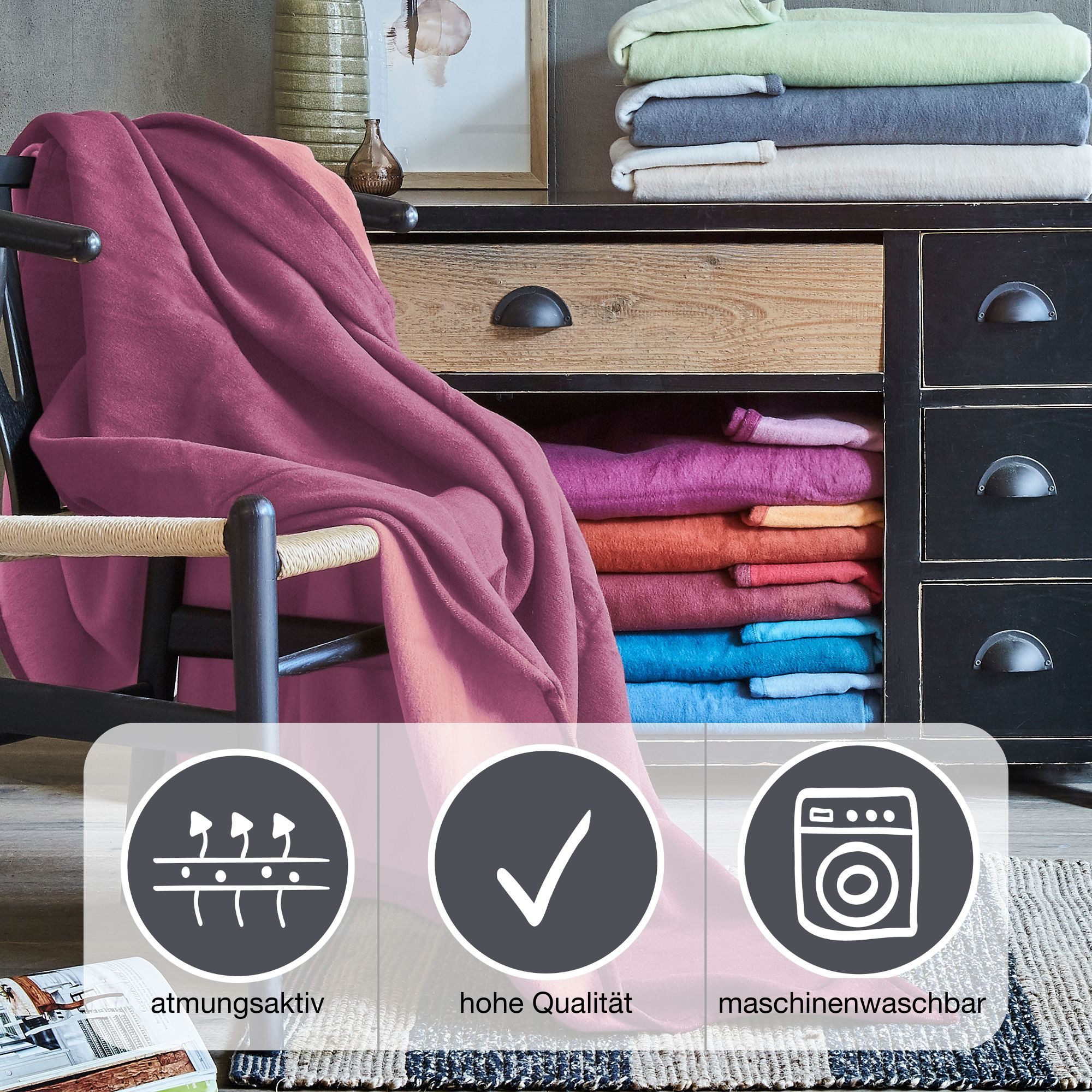 Wohndecke Cotton Pur, IBENA, in trendigen Farben