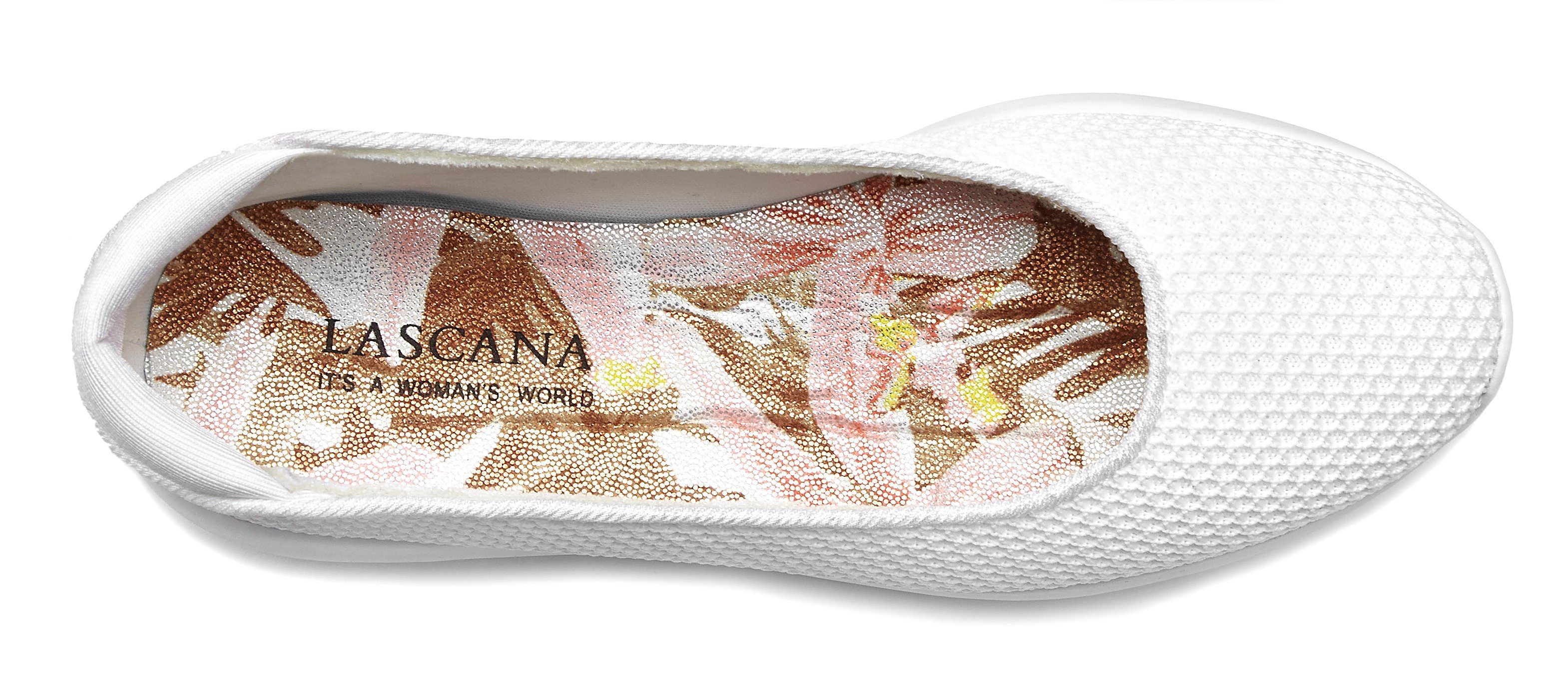 LASCANA Freizeitschuh, Slipper, Halbschuh, Slip-On-Sneaker, Ballerina zum Reinschlüpfen, leichte Mesh-Optik VEGAN