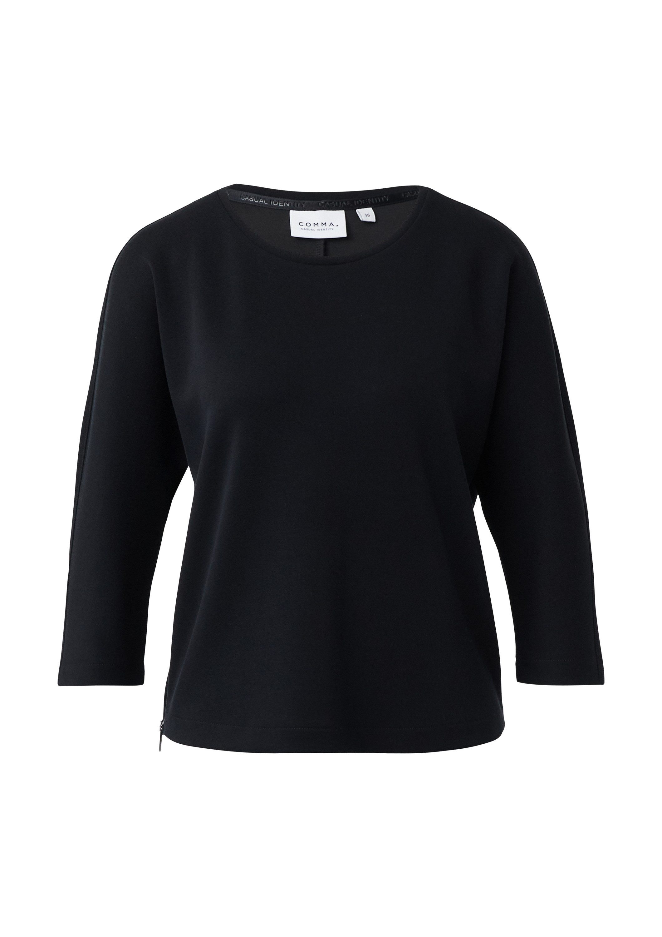 comma 3/4 Arm-Pullover Sweatshirt Sweatshirt mit Fledermausärmeln und Zippe günstig online kaufen