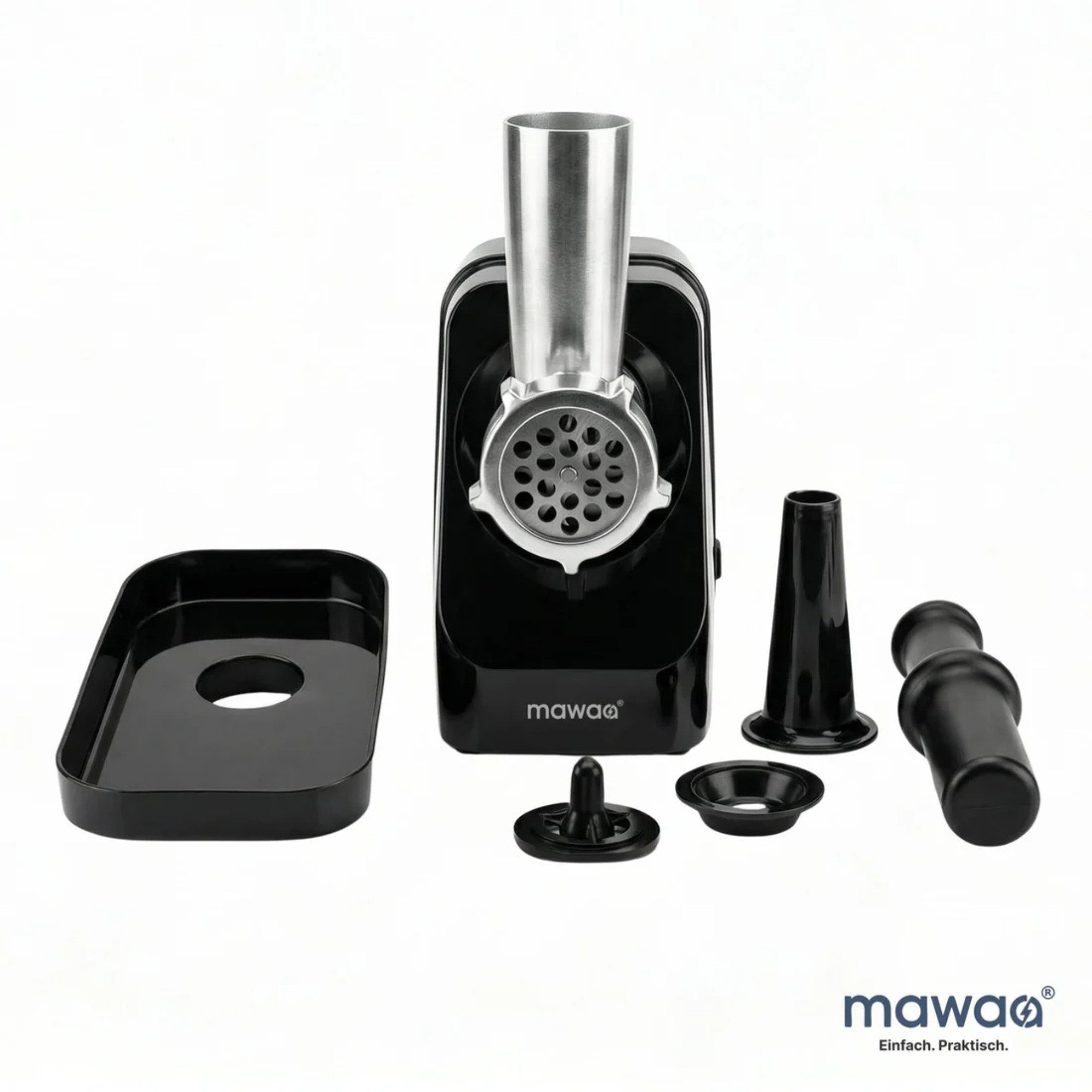 LEFEX Fleischwolf mawaa Fleischwolf & Wurstfüller 300W mit Reverse, 300 W, Reverse-Funktion, Wurstaufsatz, 2 Lochscheiben, Edelstahl-Schneidteile