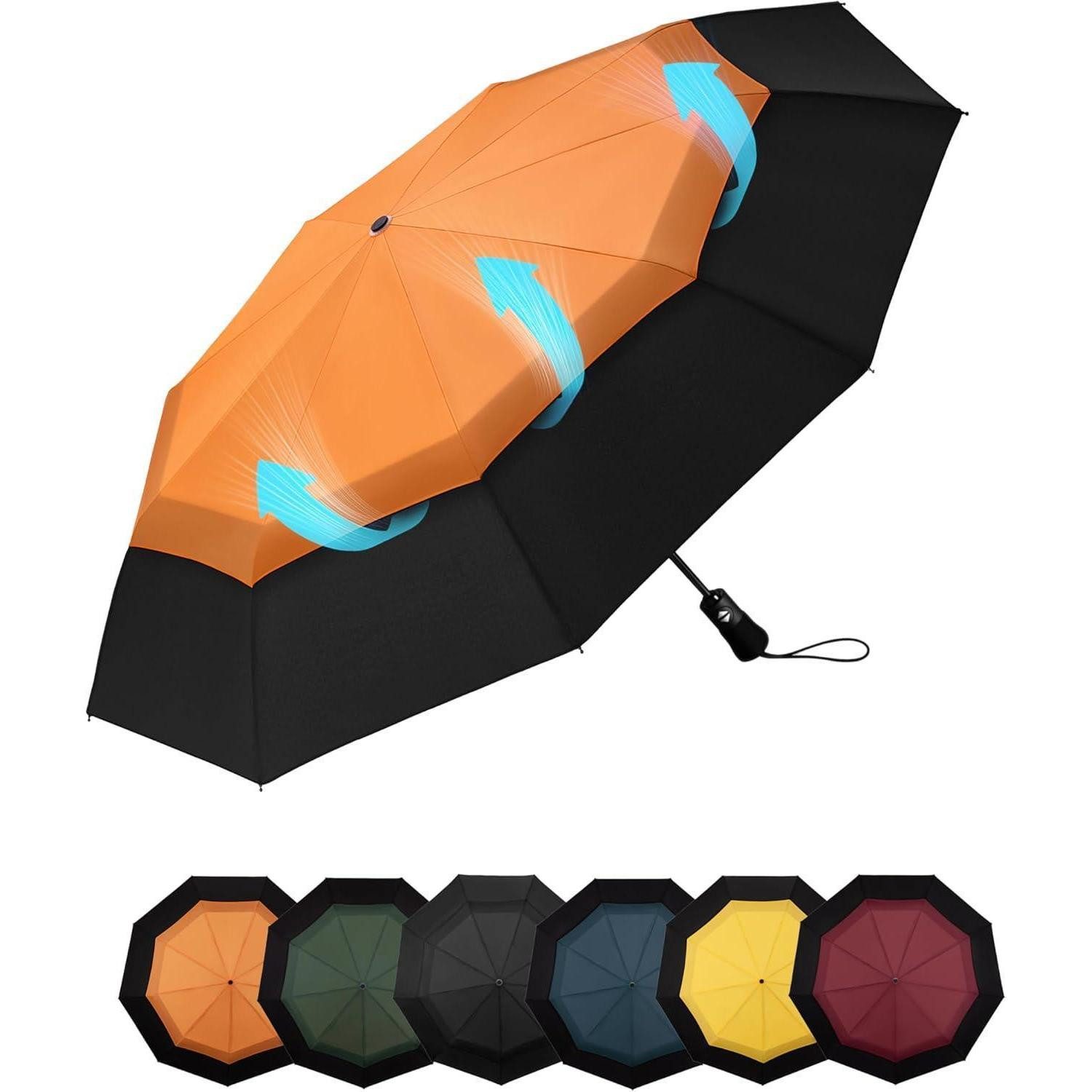 LuxusKollektion Taschenregenschirm Regenschirm Taschenschirm Automatik sturmfest 210T Reise Orange