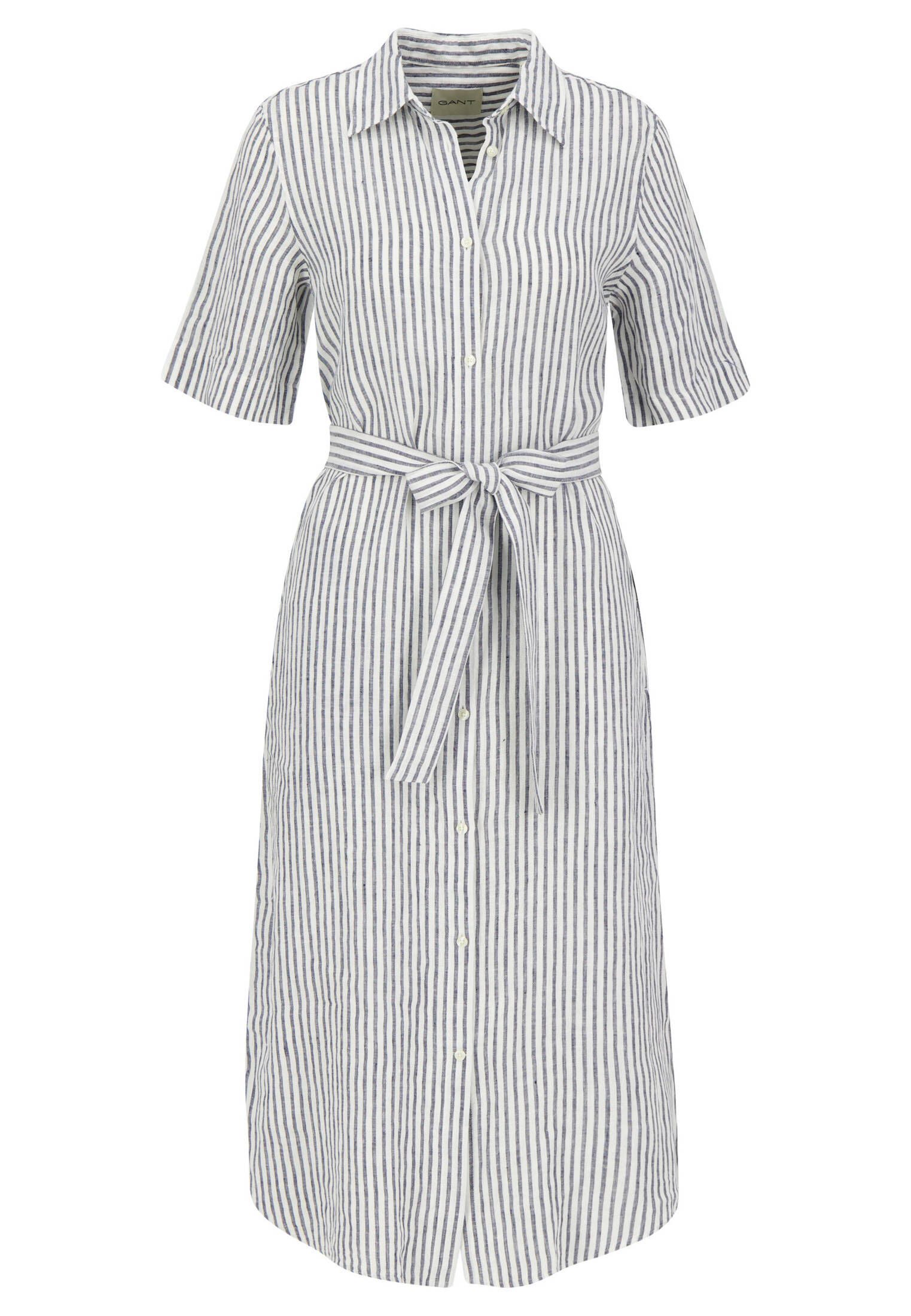 Hemdblusenkleid Damen Hemdblusenkleid aus Leinen Regular Fit