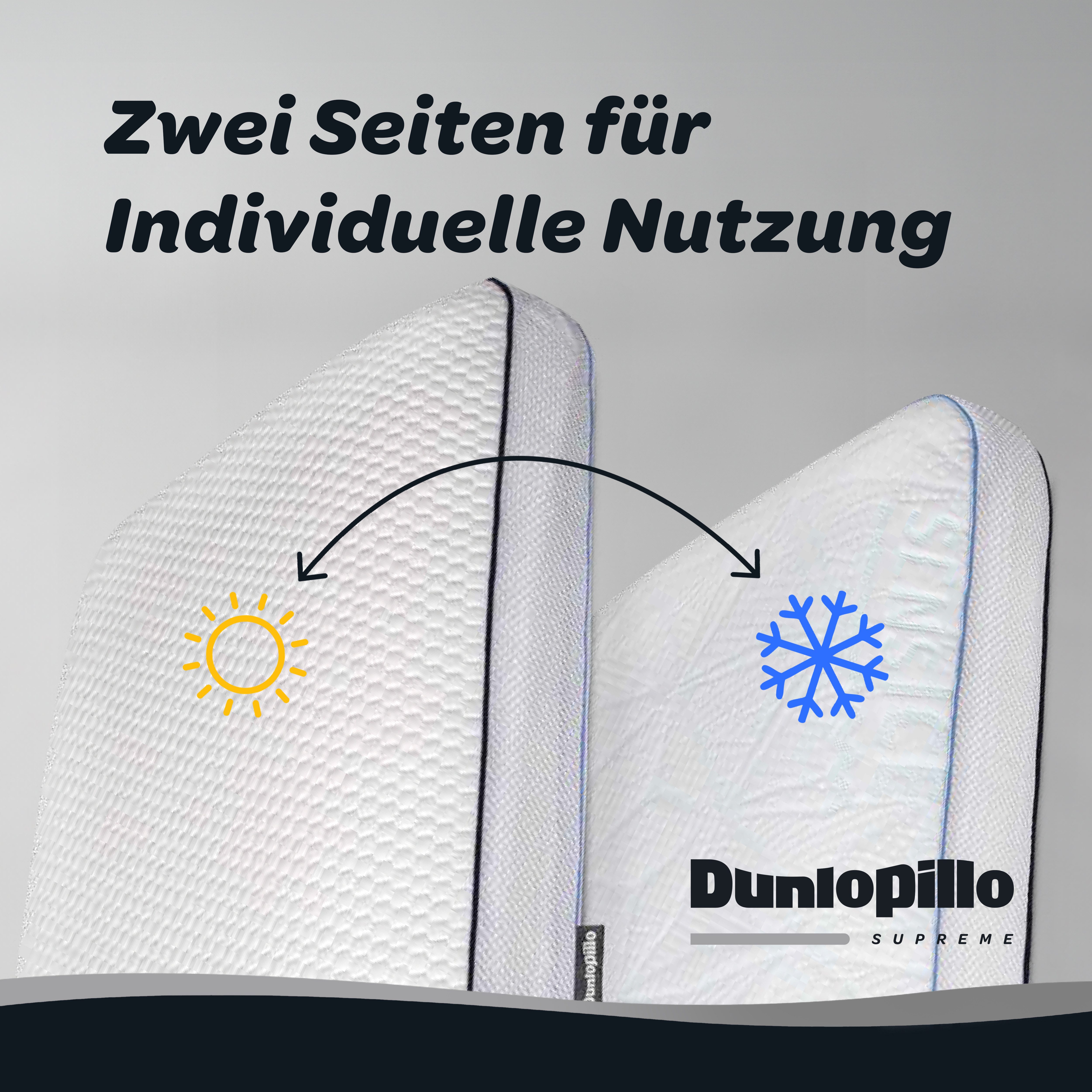 Dunlopillo Nackenstützkissen Clima Flex, NEUHEIT Viskoschaum mit kühlender & wärmender Seite, Bezug: Polyester & Viskose, Rückenschläfer, Seitenschläfer, in Größe 60 x 50 x 15 cm, Individuell anpassbar: mit drei Einlagen