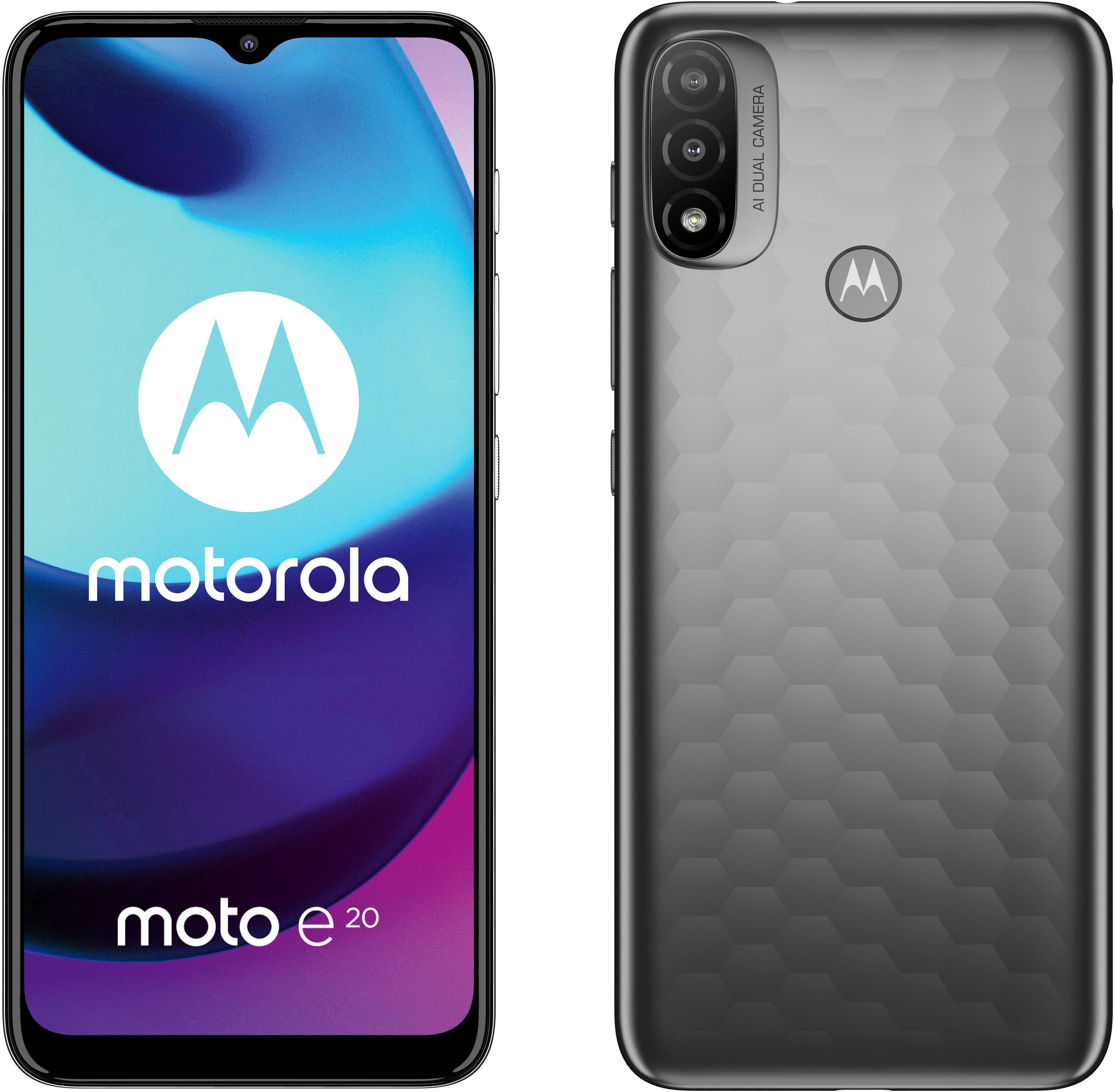 Motorola E20 Smartphone (16,56 cm/6,52 Zoll, 32 GB Speicherplatz, 13 MP  Kamera), "16,56 cm/6,52"" HD+ Display, 720 x 1600 pixel"