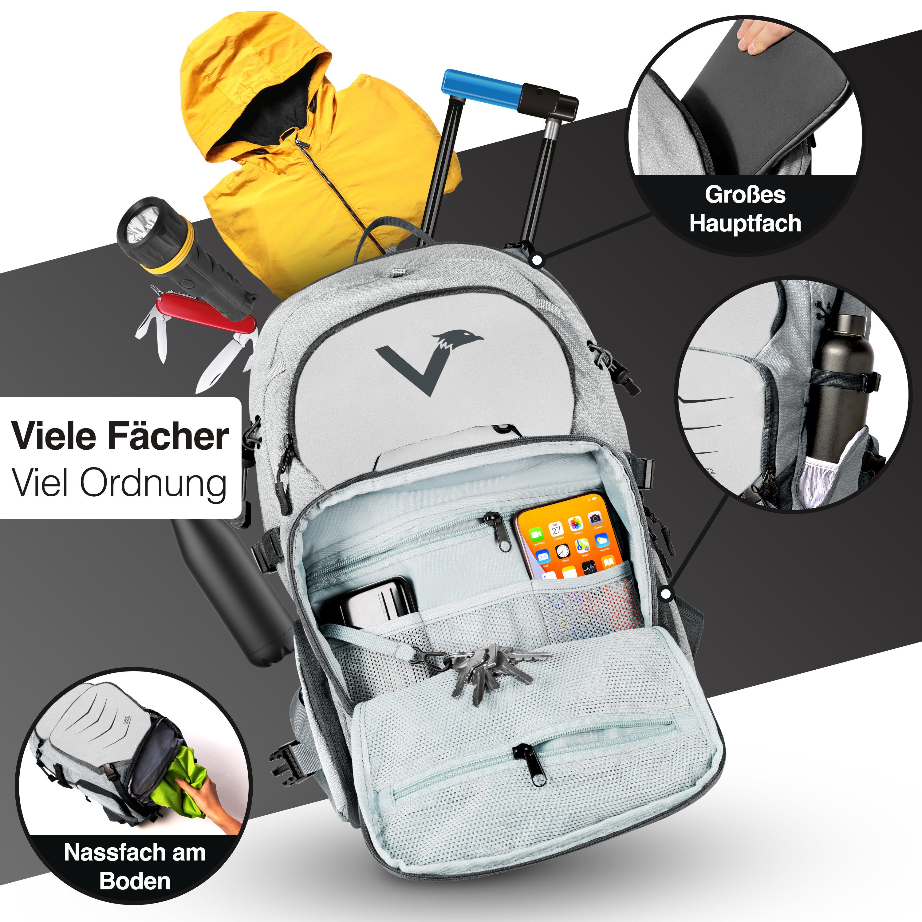 Valkental Wanderrucksack Fahrradrucksack & Outdoor Rucksack (1-tlg), wasserdicht & atmungsaktiv 22 L