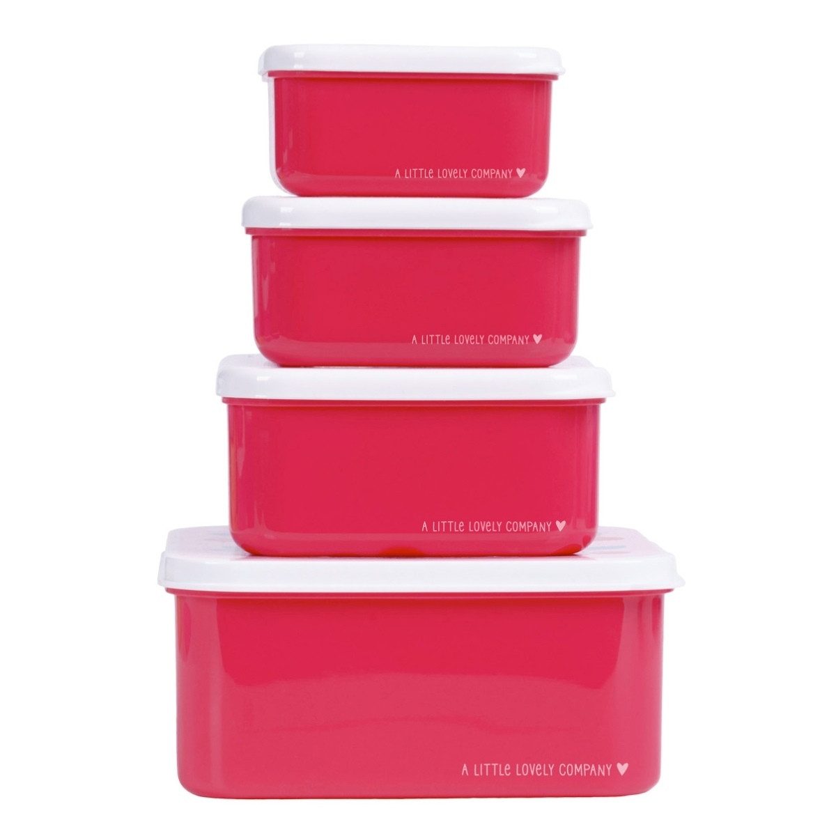 A Little Lovely Company Lunchbox Brotdosen Set 4-teilig Kirschen stapelbare Snackboxen für Kinder