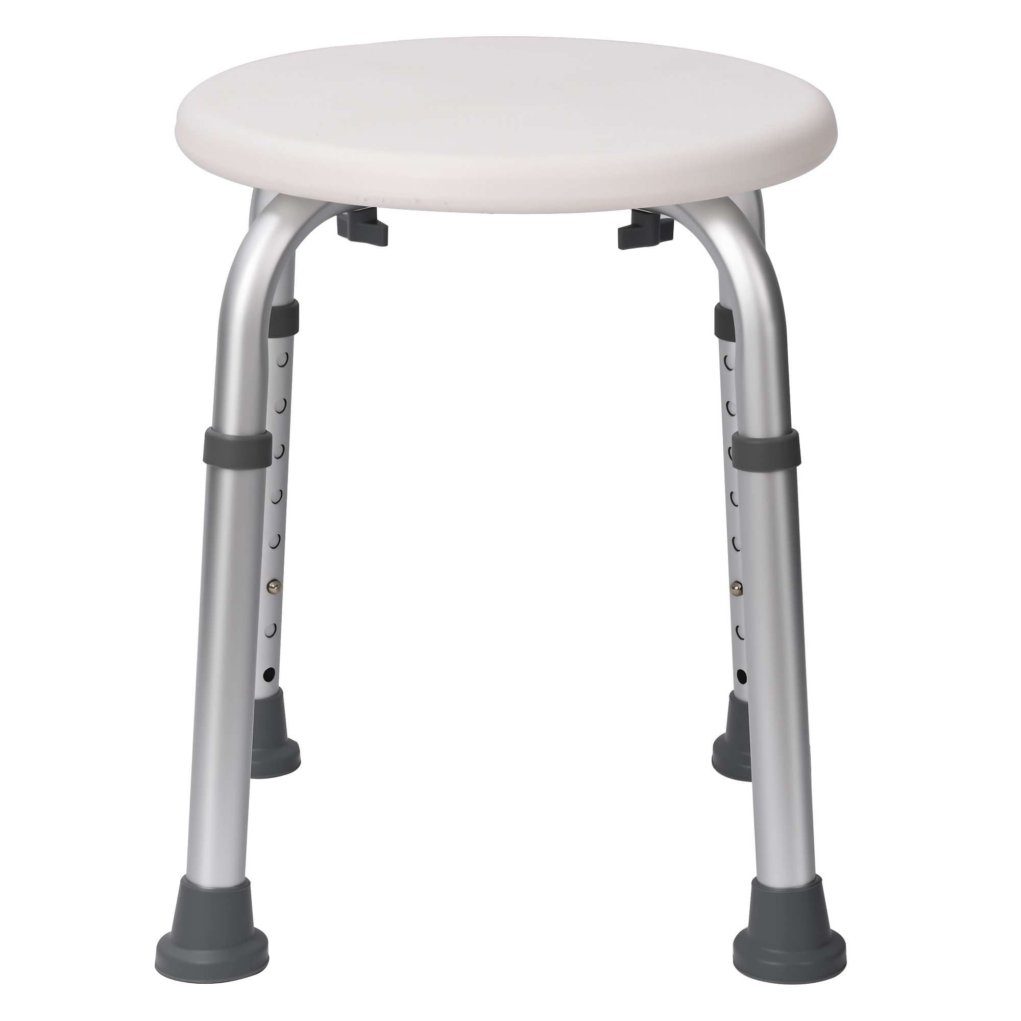 BBG Duschstuhl Runder Duschhocker ohne Rückenlehne, höhenverstellbar, rutschfest mit Aluminiumbeinen, stabil bis 136 kg